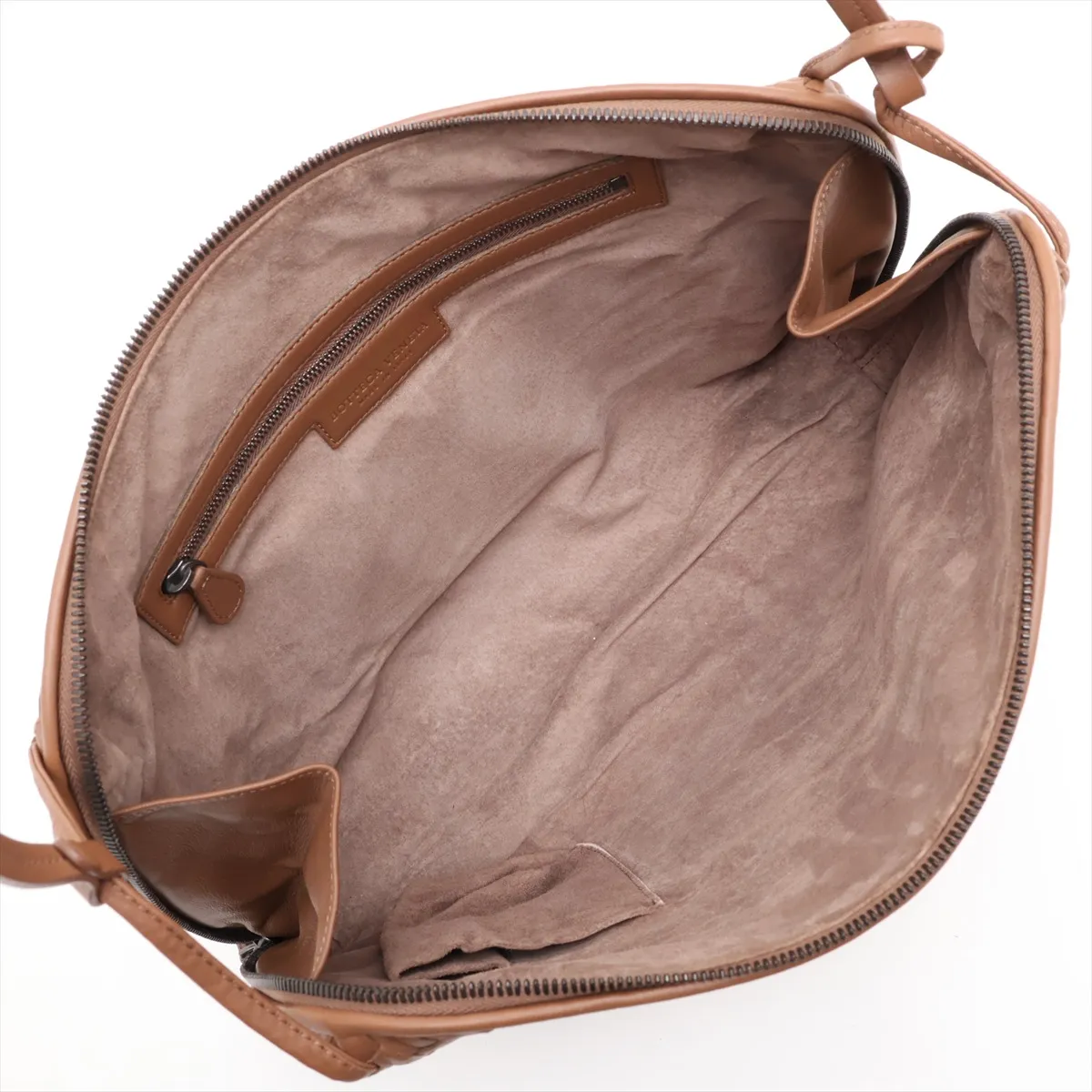Intrecciato Nodini 245355 Leather Shoulder Bag, Brown, with Mirror — view 6