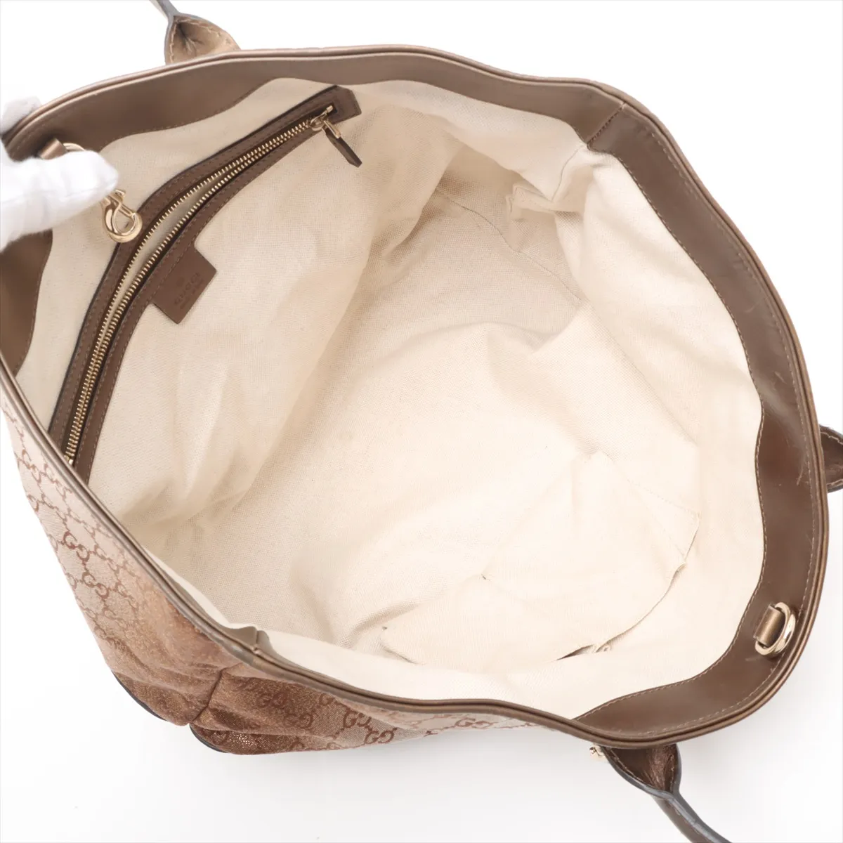 GG Canvas x Leather Tote Bag Bronze 269956 — view 7