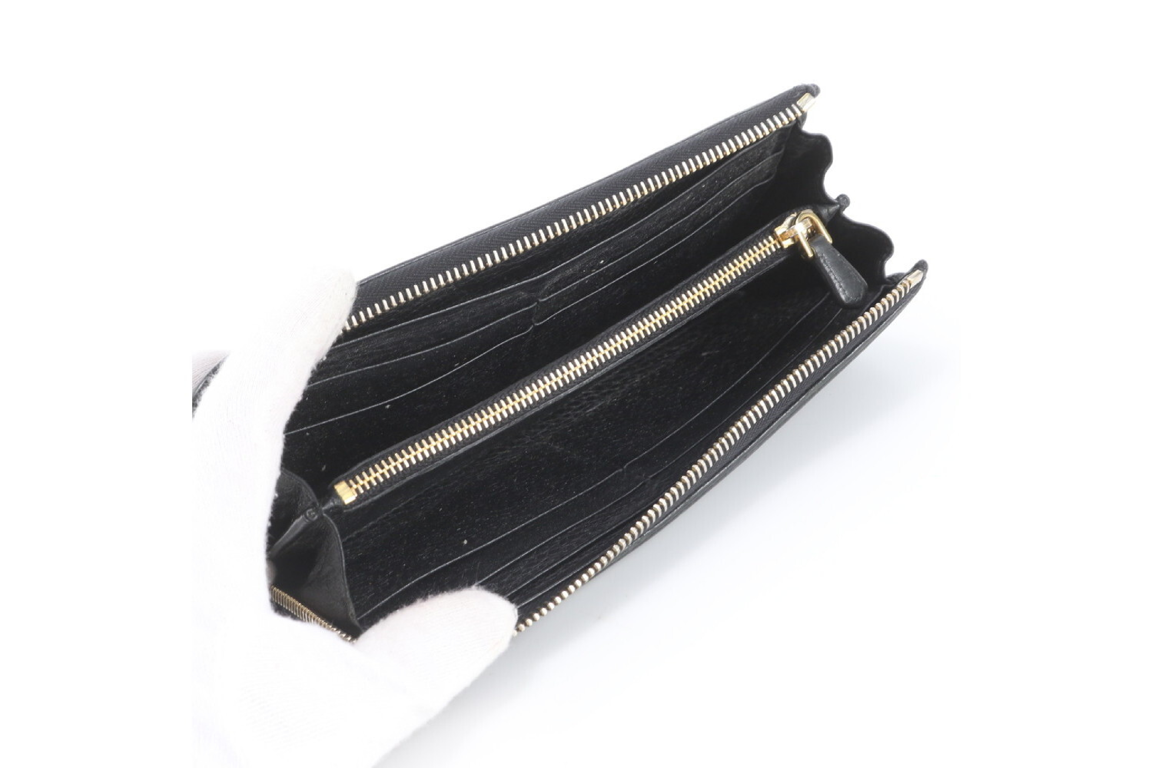 Leather Long Wallet, Black — view 6