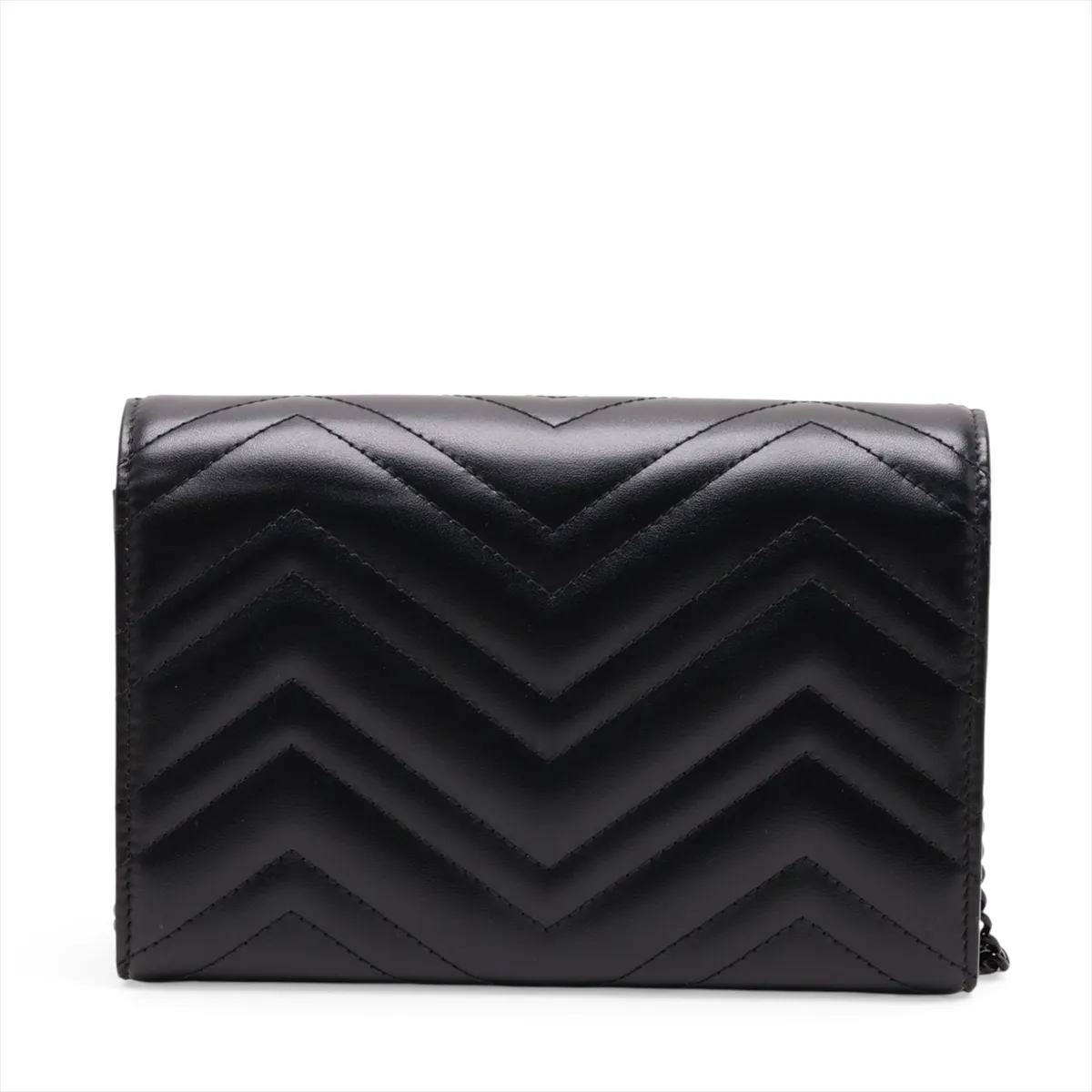 GG Marmont Leather Chain Wallet, Black, 474575 — view 2