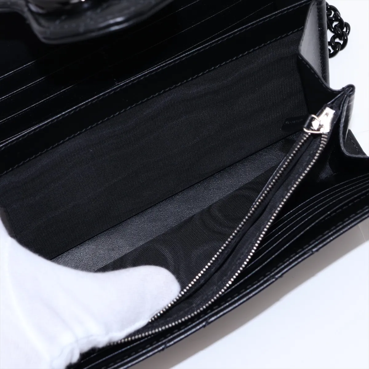 GG Marmont Leather Chain Wallet, Black, 474575 — view 9