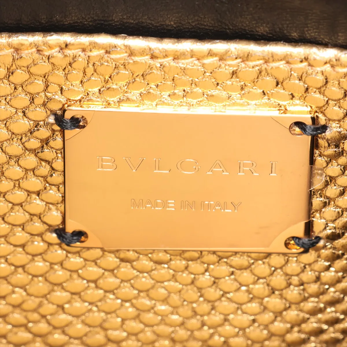 Serpenti Leather Chain Shoulder Bag, Gold, with Mirror — view 7