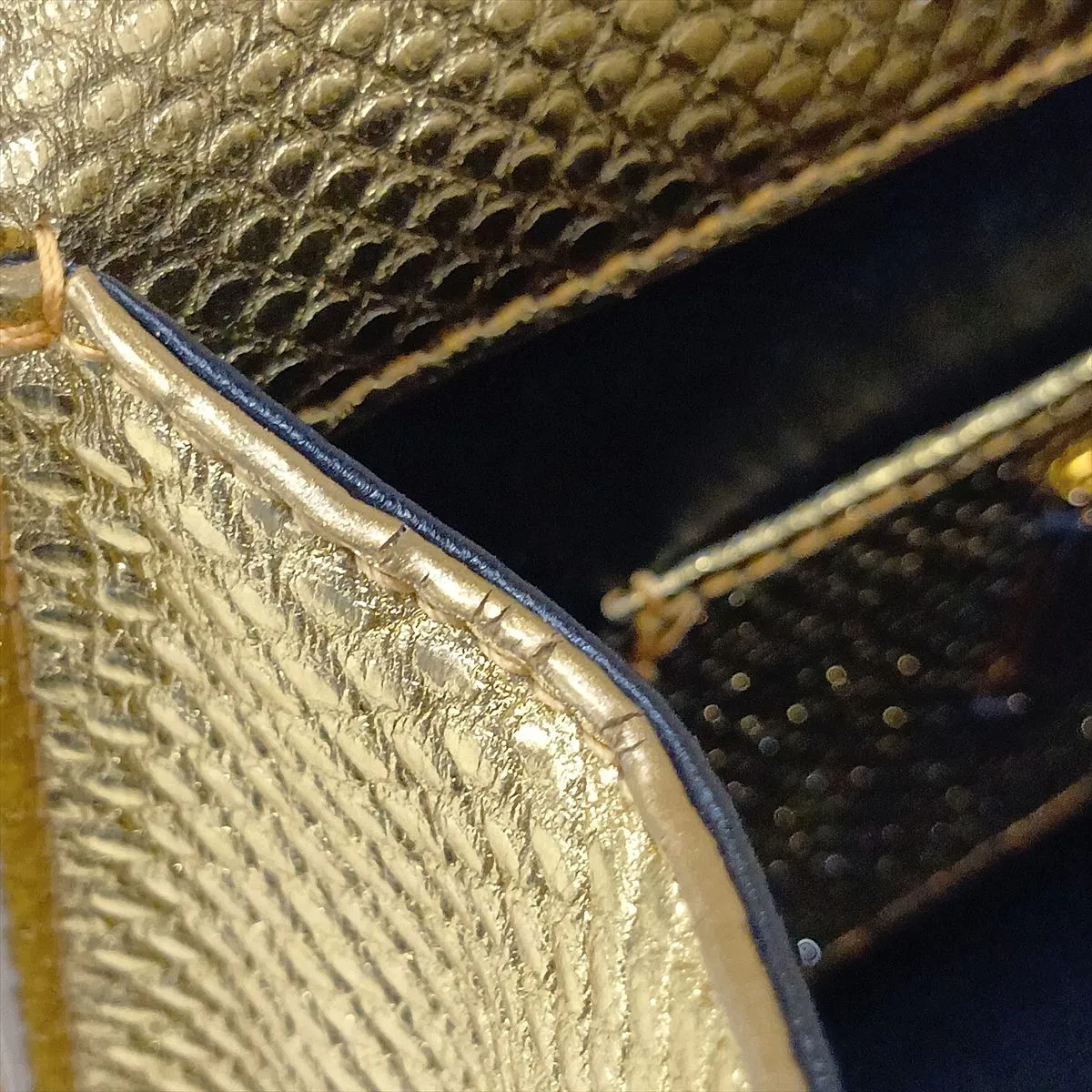 Serpenti Leather Chain Shoulder Bag, Gold, with Mirror — view 9