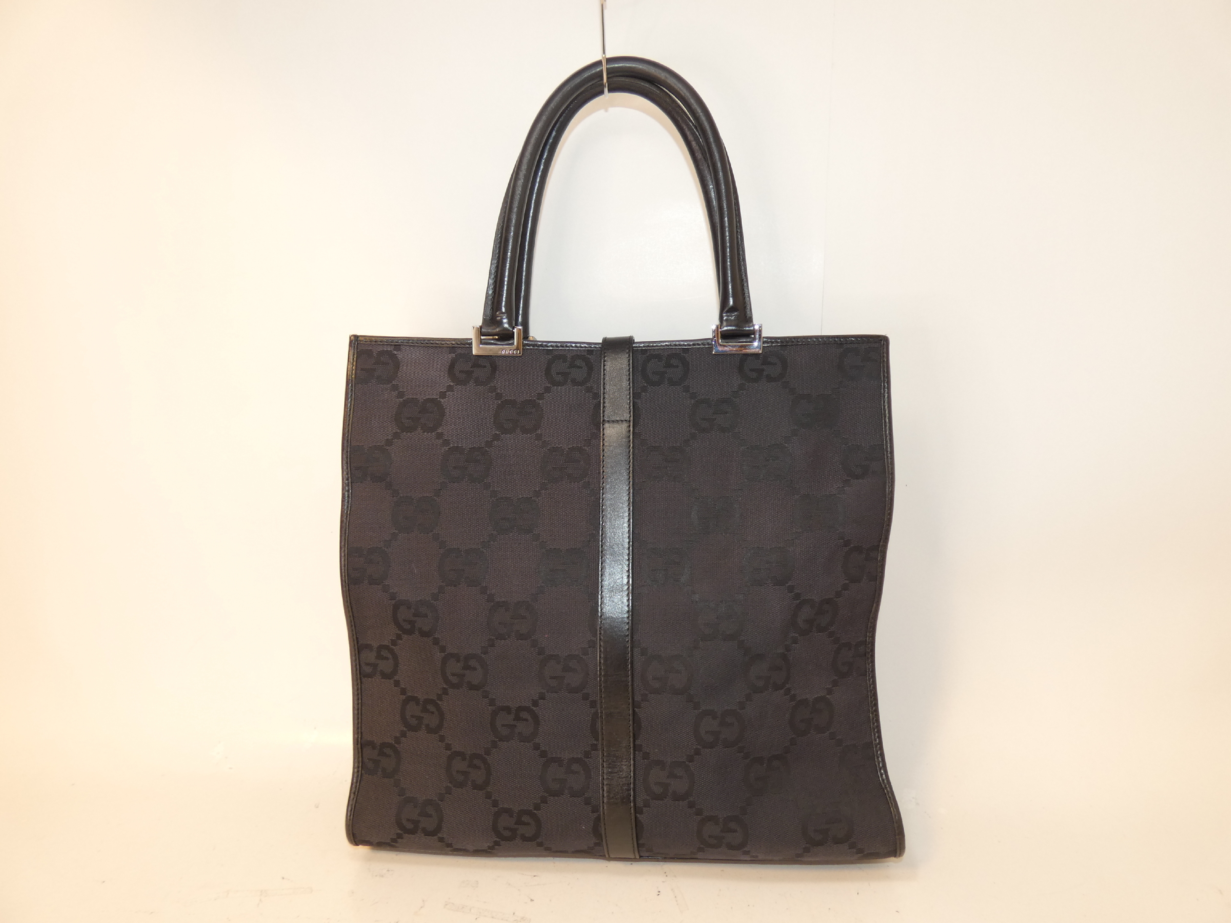 Jackie Jumbo GG Black Canvas Leather Handbag — view 2