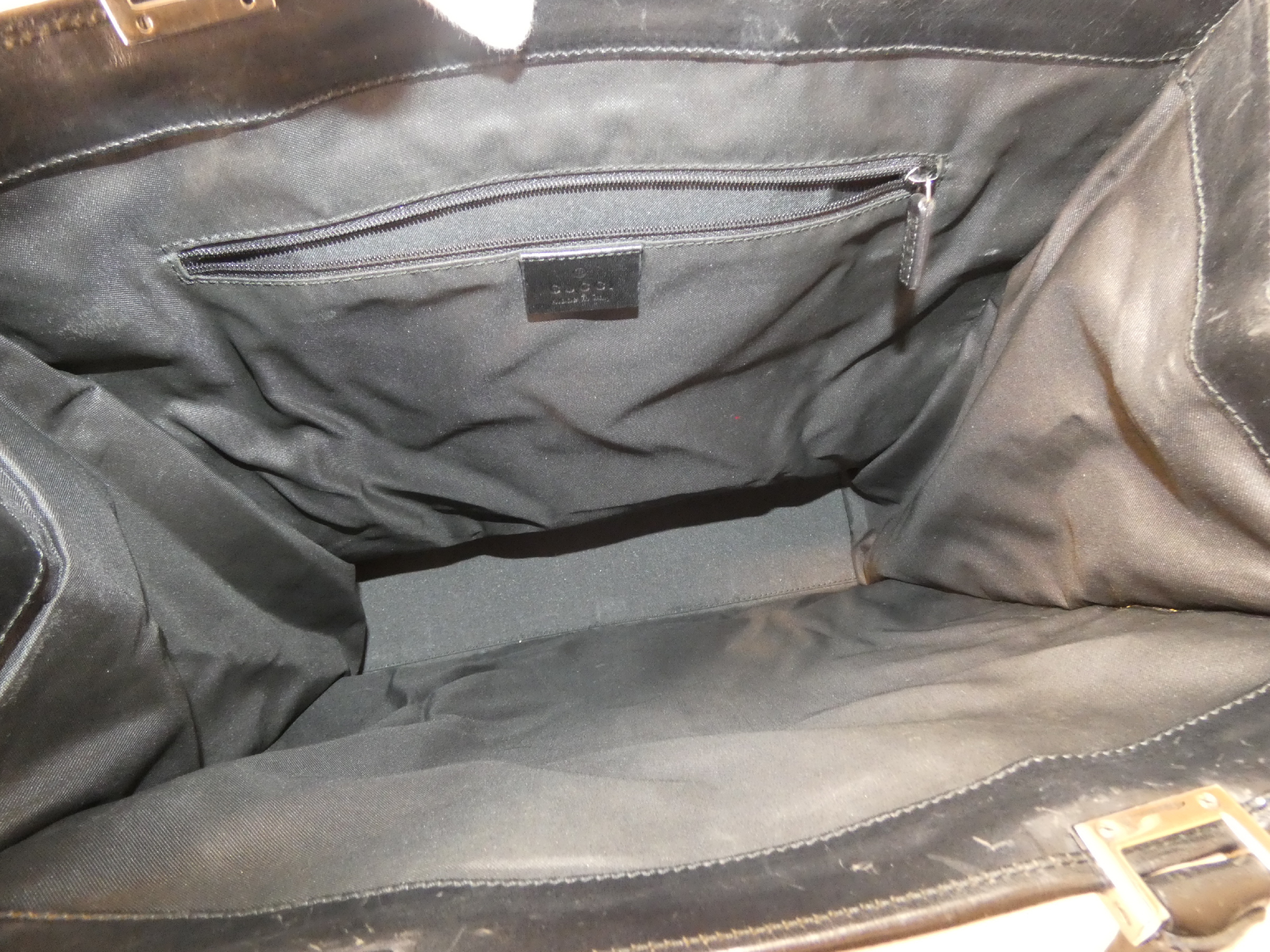 Jackie Jumbo GG Black Canvas Leather Handbag — view 8