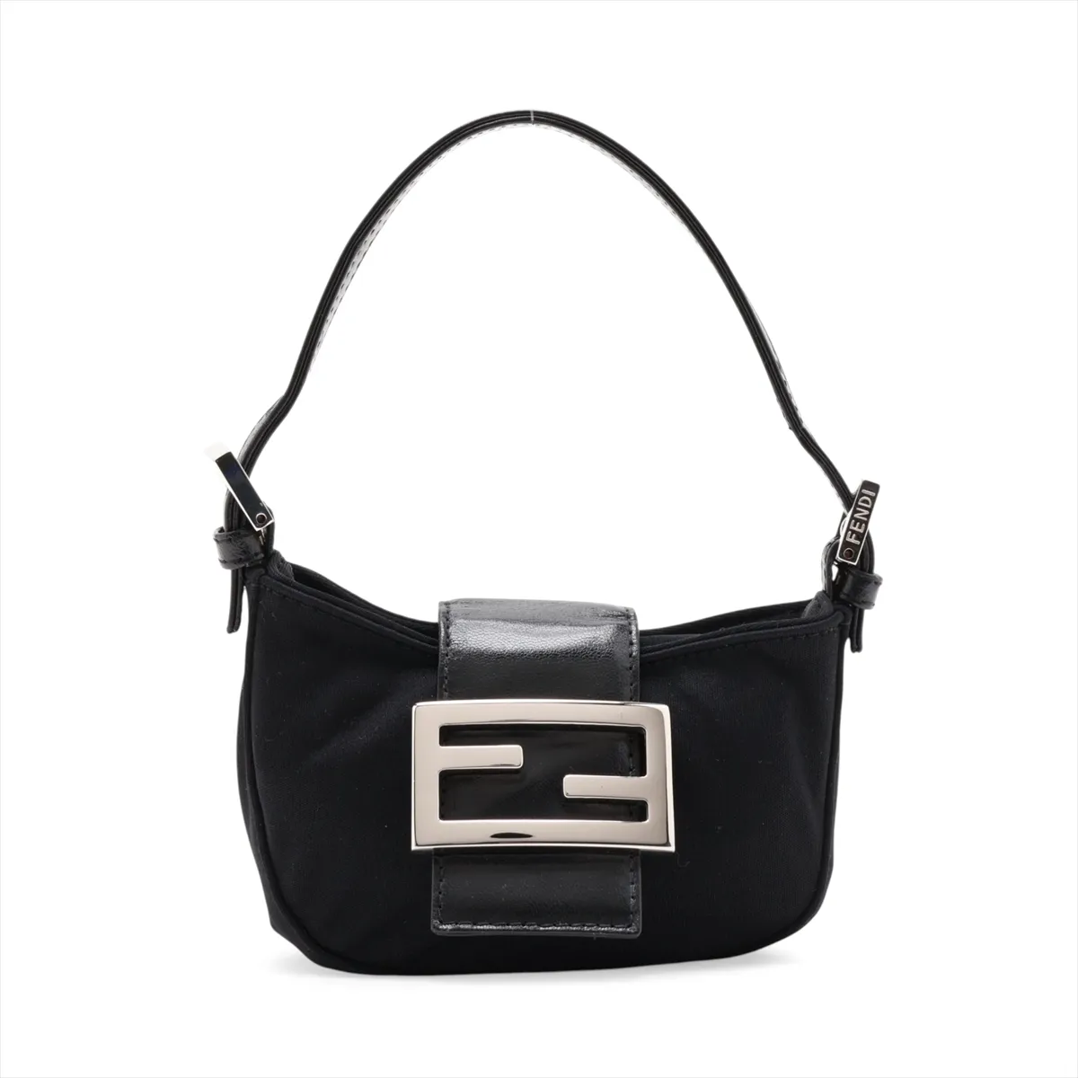 Mini Croissant 26673 Jersey x Leather Handbag, Black