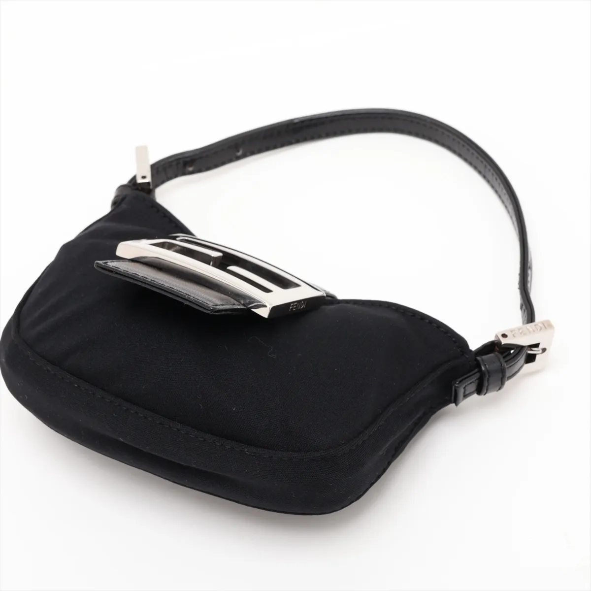 Mini Croissant 26673 Jersey x Leather Handbag, Black — view 3