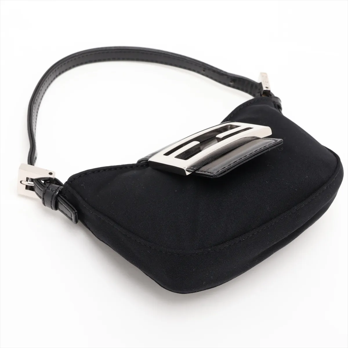 Mini Croissant 26673 Jersey x Leather Handbag, Black — view 4