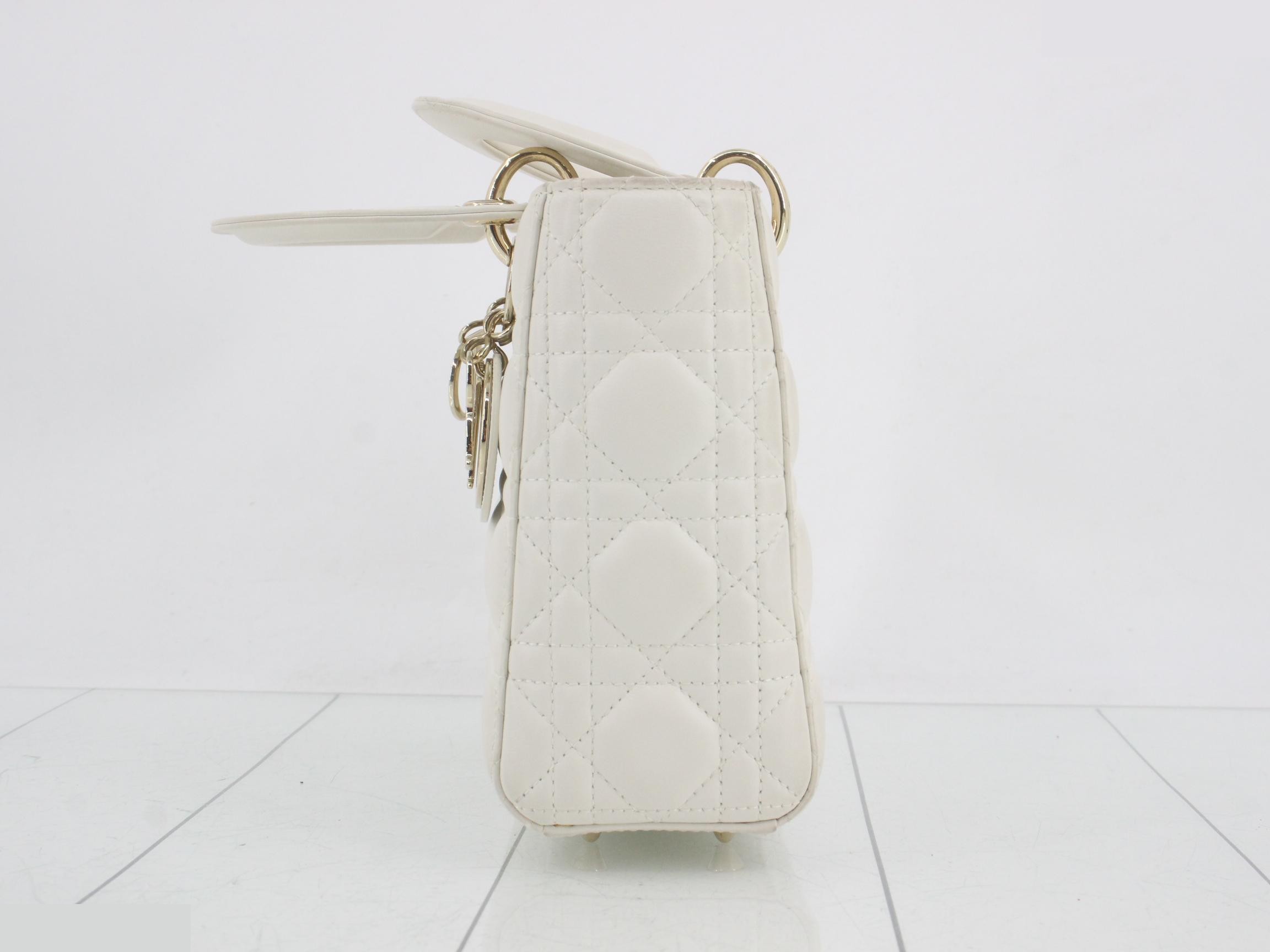 MyABC My Lady Dior Lambskin White 2-Way Handbag with Strap — view 3