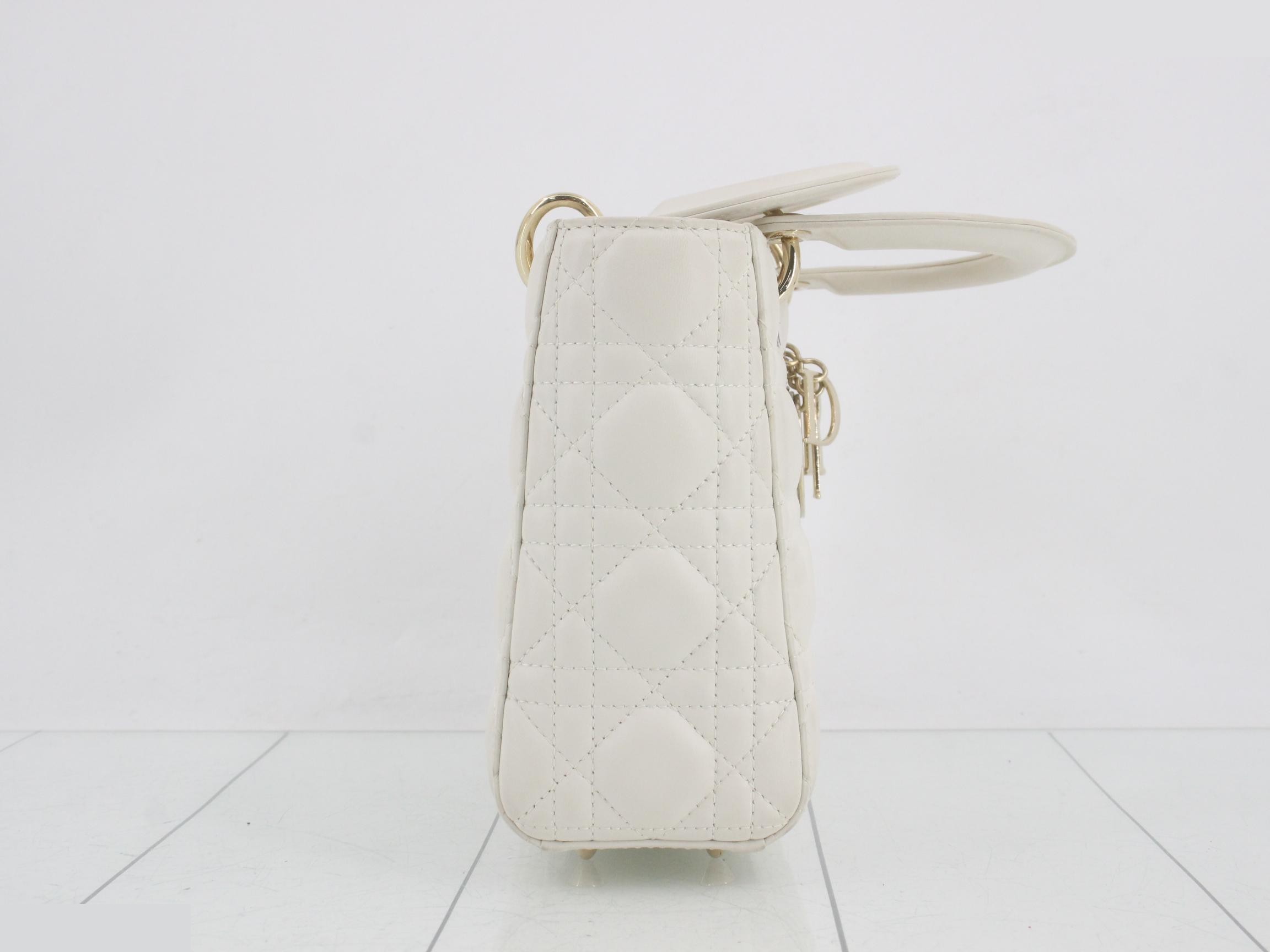 MyABC My Lady Dior Lambskin White 2-Way Handbag with Strap — view 4