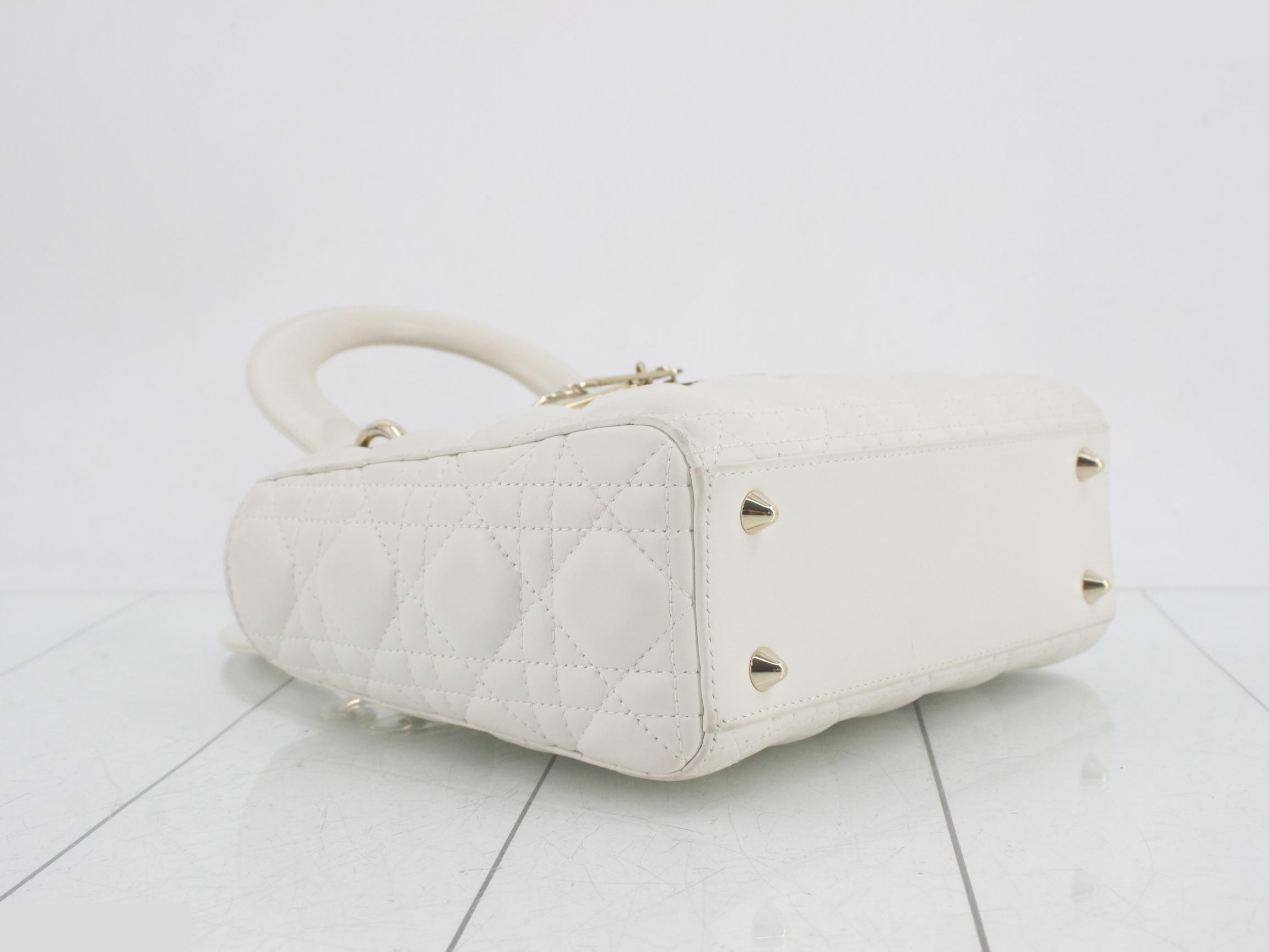 MyABC My Lady Dior Lambskin White 2-Way Handbag with Strap — view 5