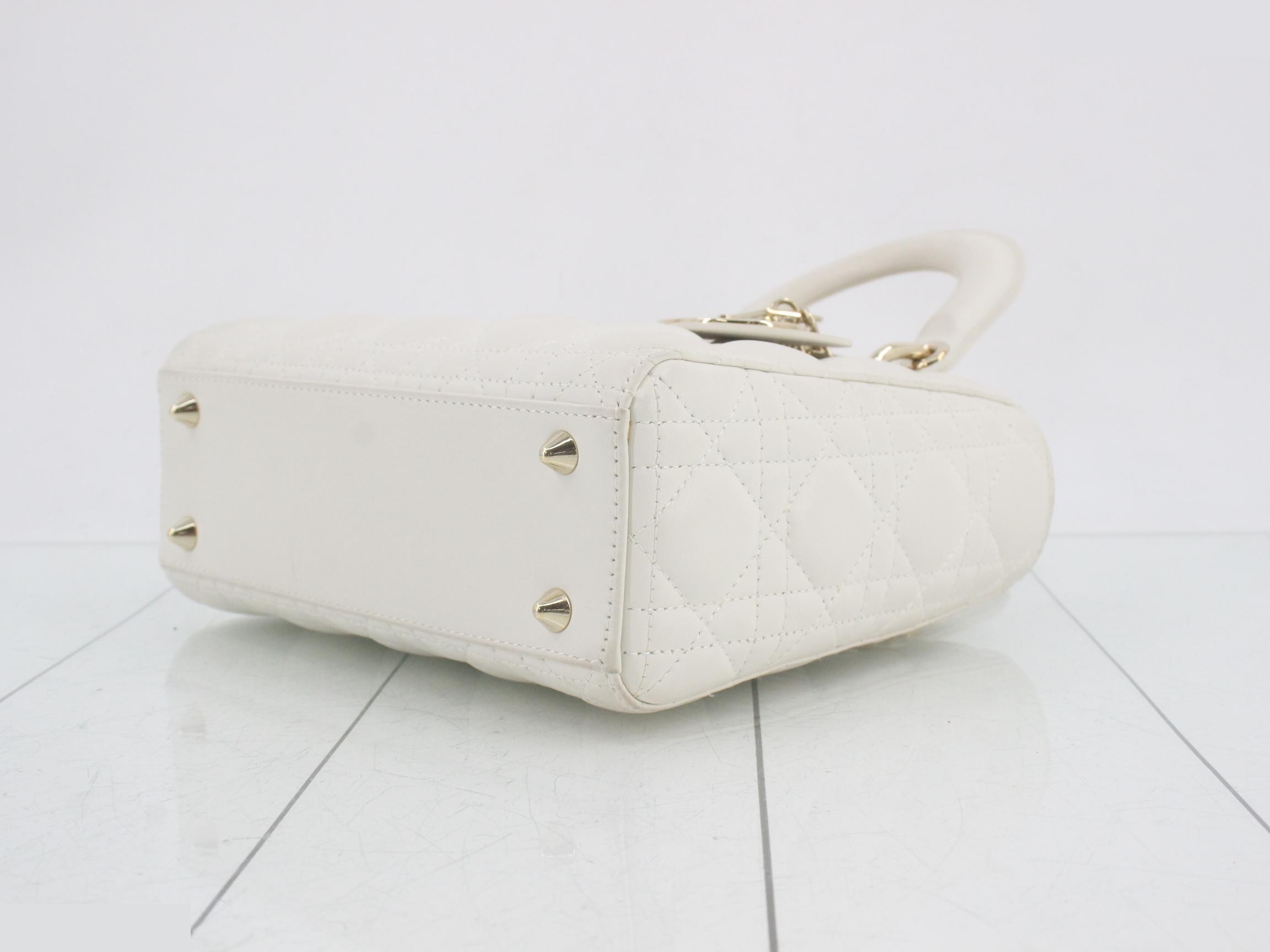 MyABC My Lady Dior Lambskin White 2-Way Handbag with Strap — view 6