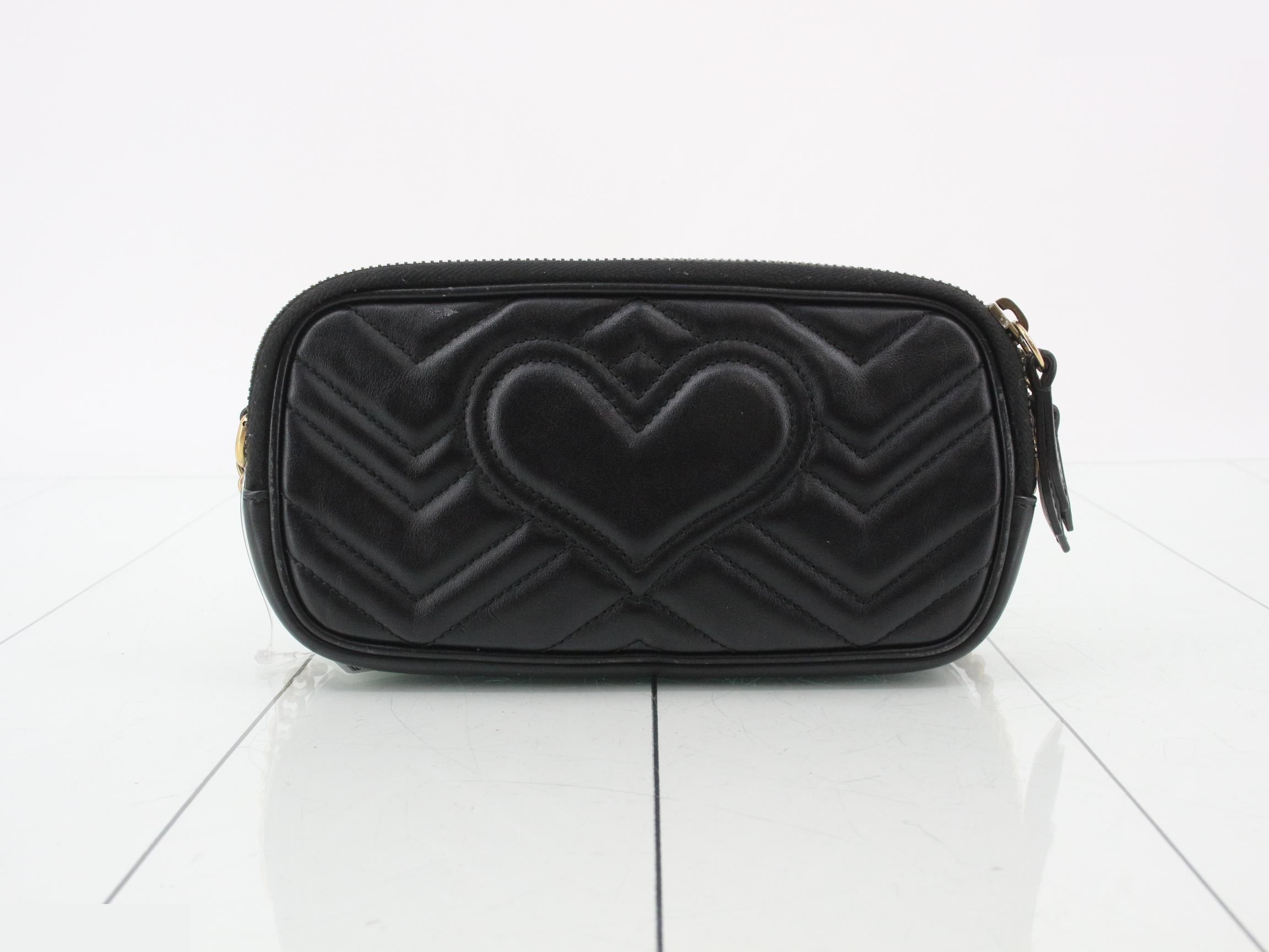 GG Marmont Leather Chain Shoulder Bag, Black — view 2