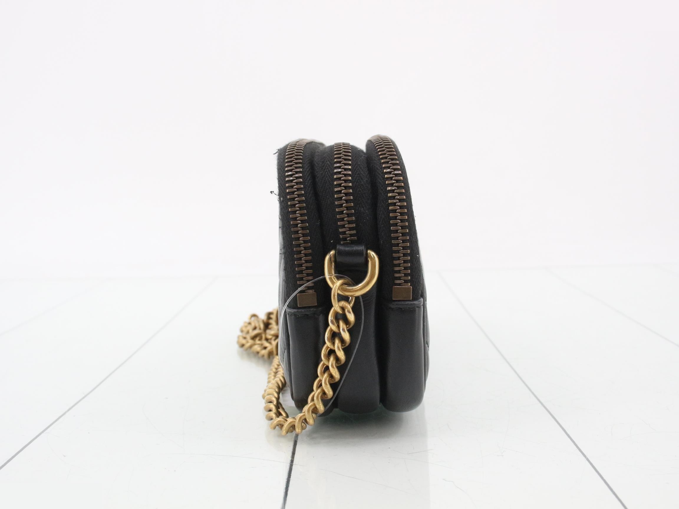 GG Marmont Leather Chain Shoulder Bag, Black — view 3