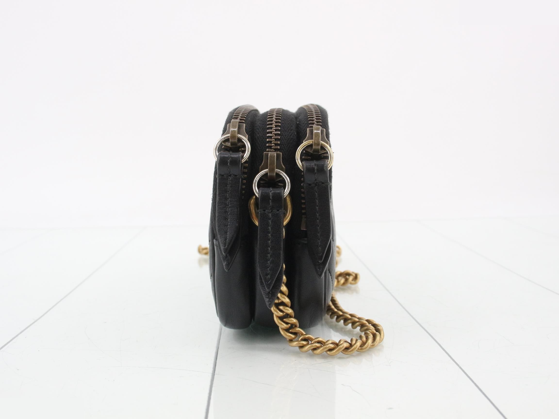GG Marmont Leather Chain Shoulder Bag, Black — view 4