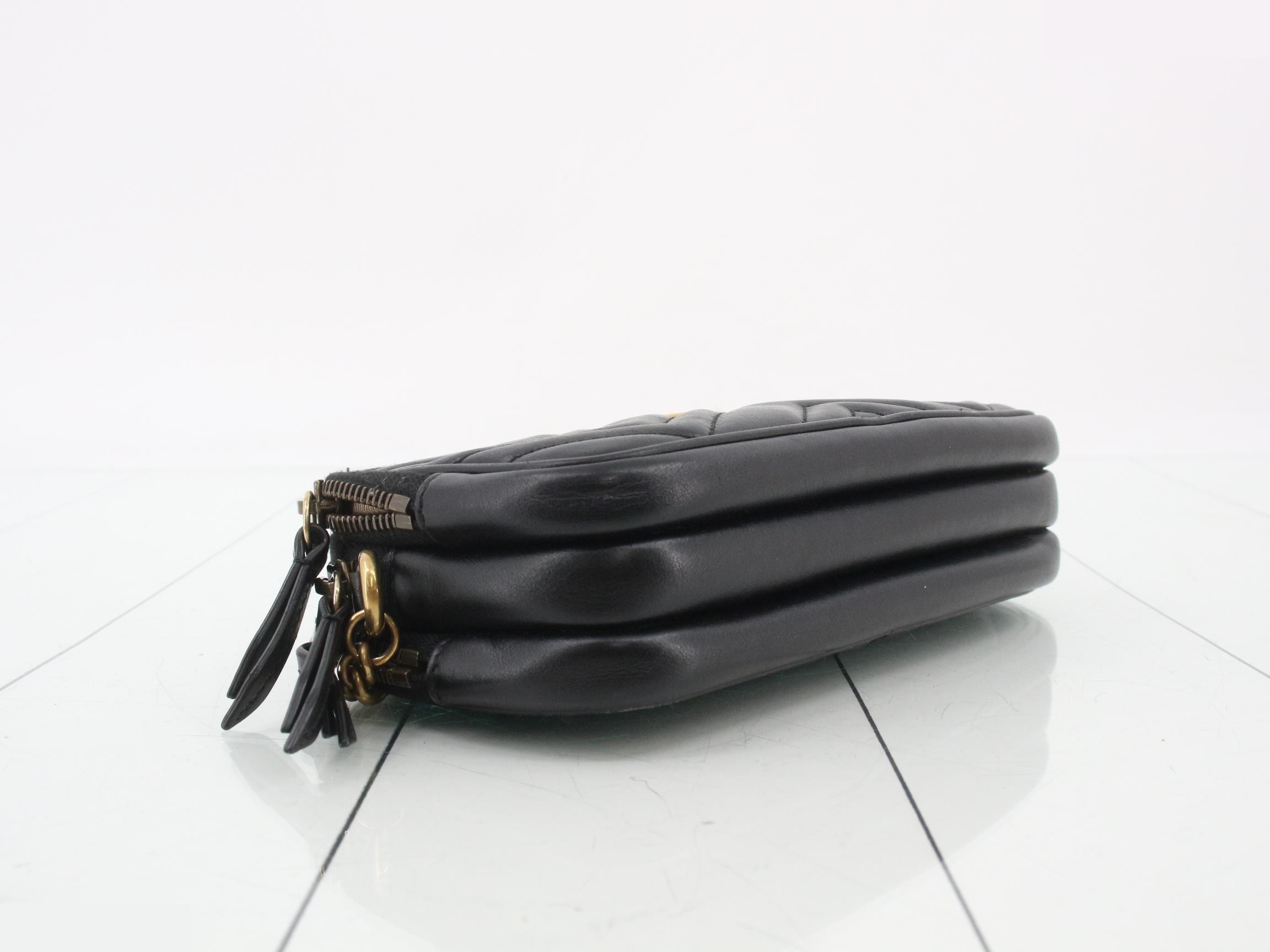 GG Marmont Leather Chain Shoulder Bag, Black — view 5