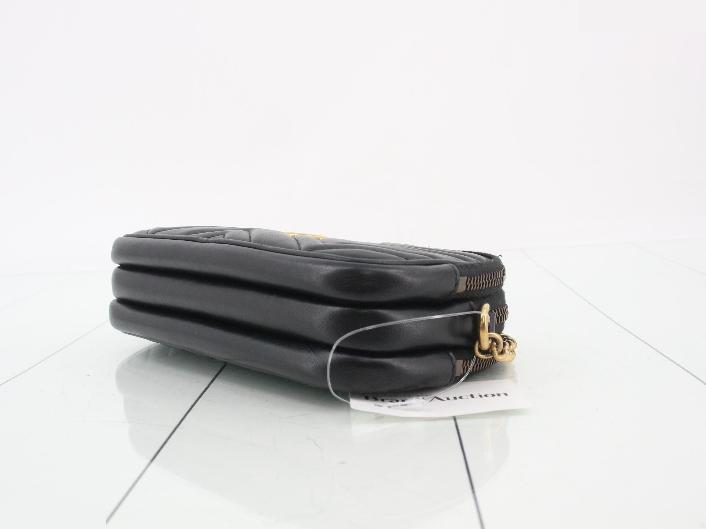 GG Marmont Leather Chain Shoulder Bag, Black — view 6