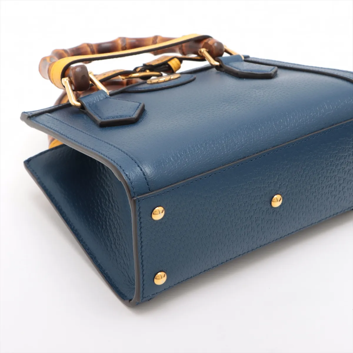 Bamboo Diana Leather 2-Way Handbag, Blue, 702732 — view 4