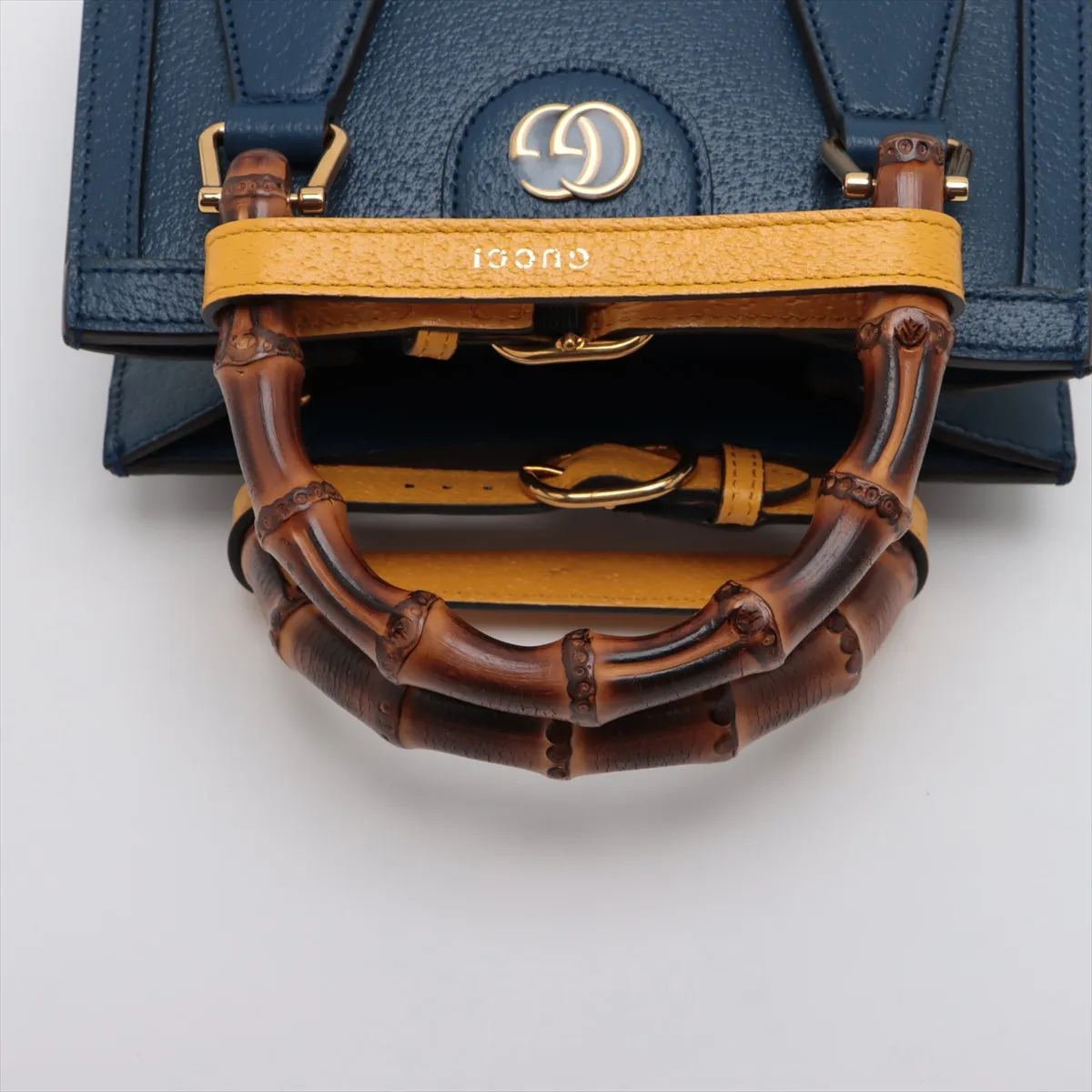 Bamboo Diana Leather 2-Way Handbag, Blue, 702732 — view 5