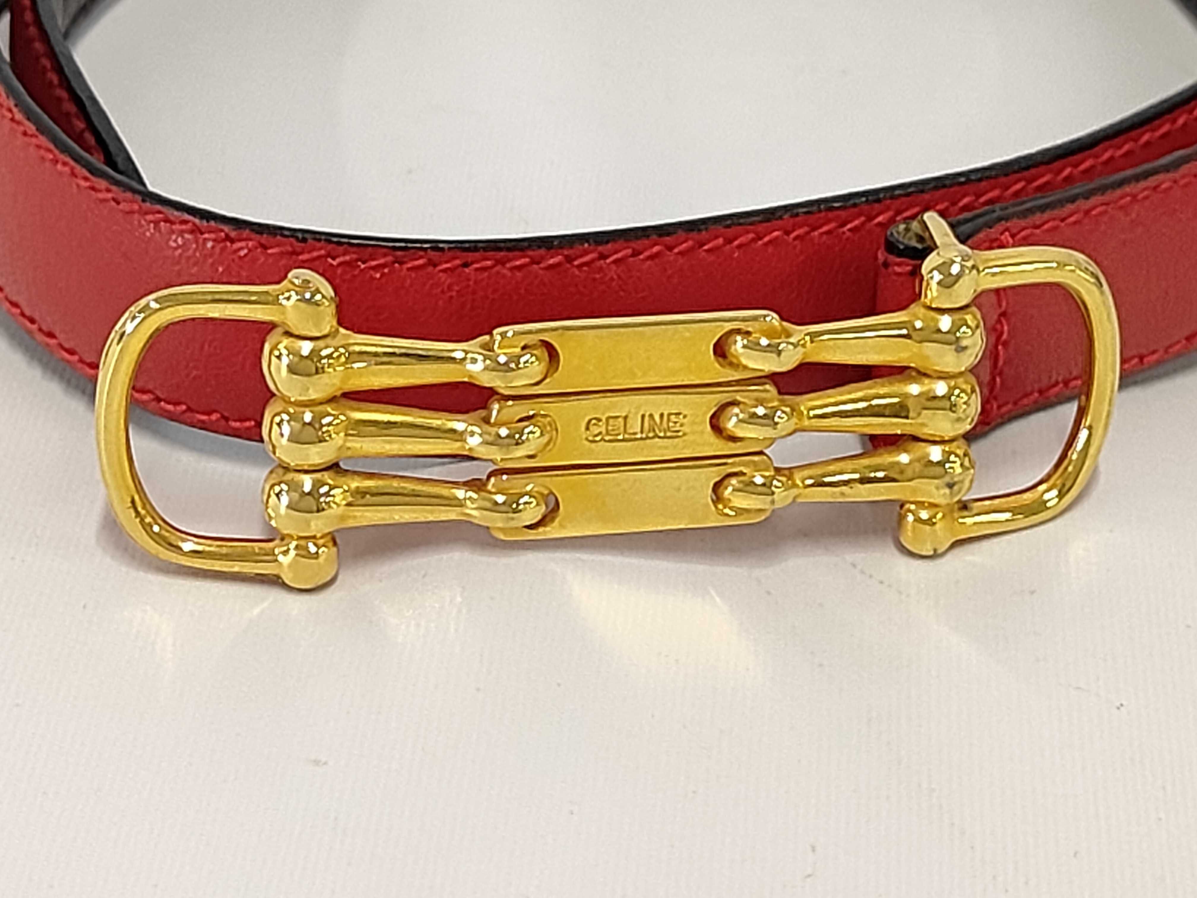 Triple Gold Buckle Leather Belt 60 Belt — view 2