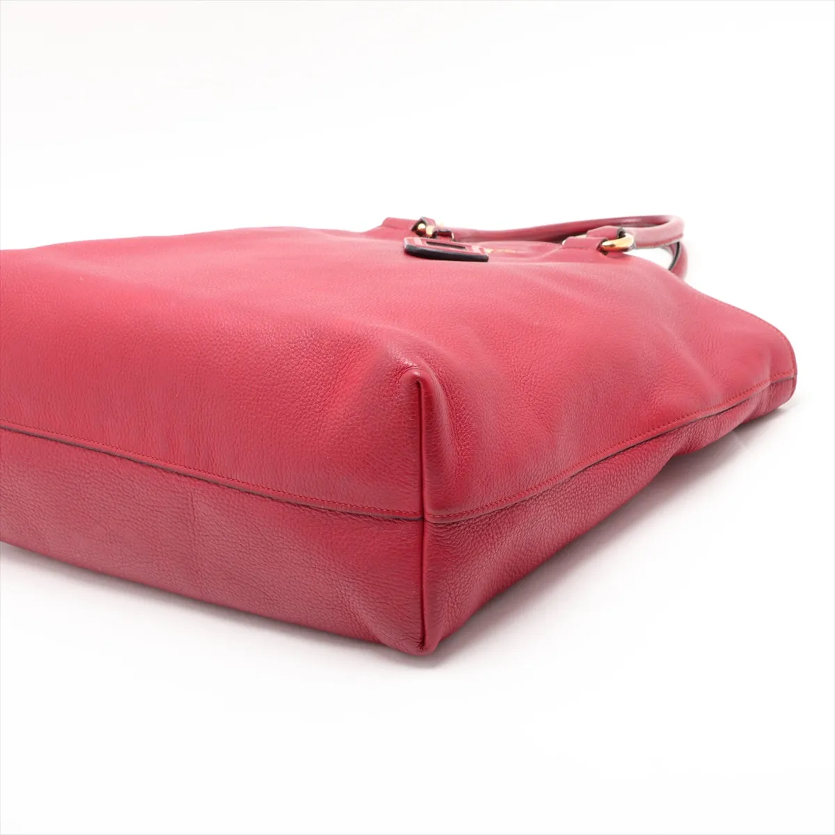 Vitello Leather 2-Way Tote Bag, Red — view 3