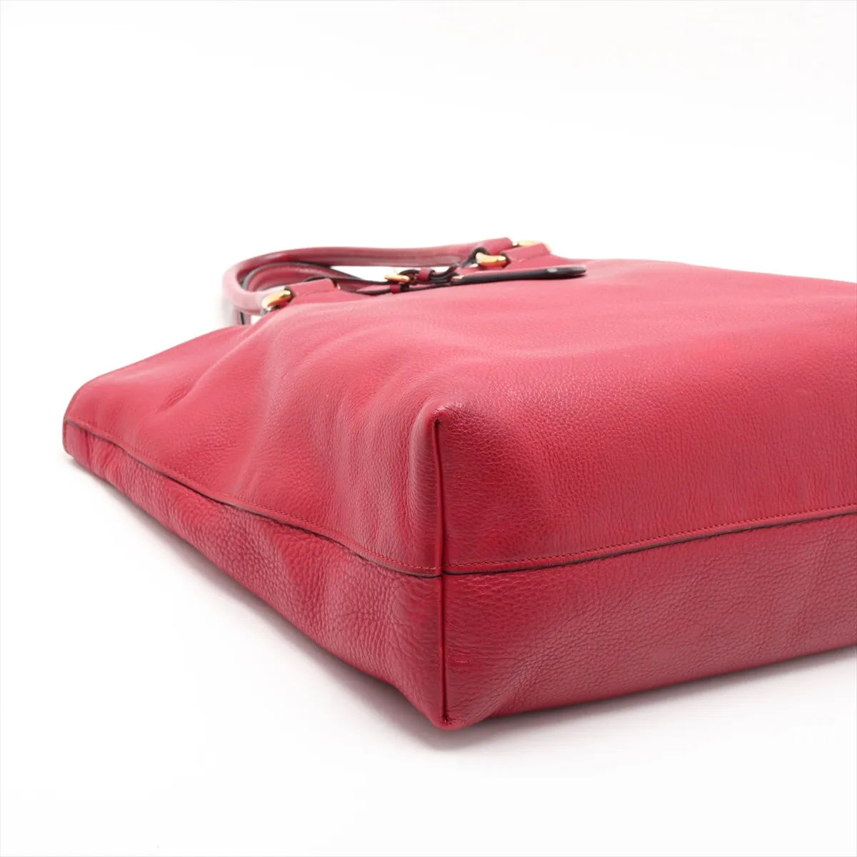 Vitello Leather 2-Way Tote Bag, Red — view 4