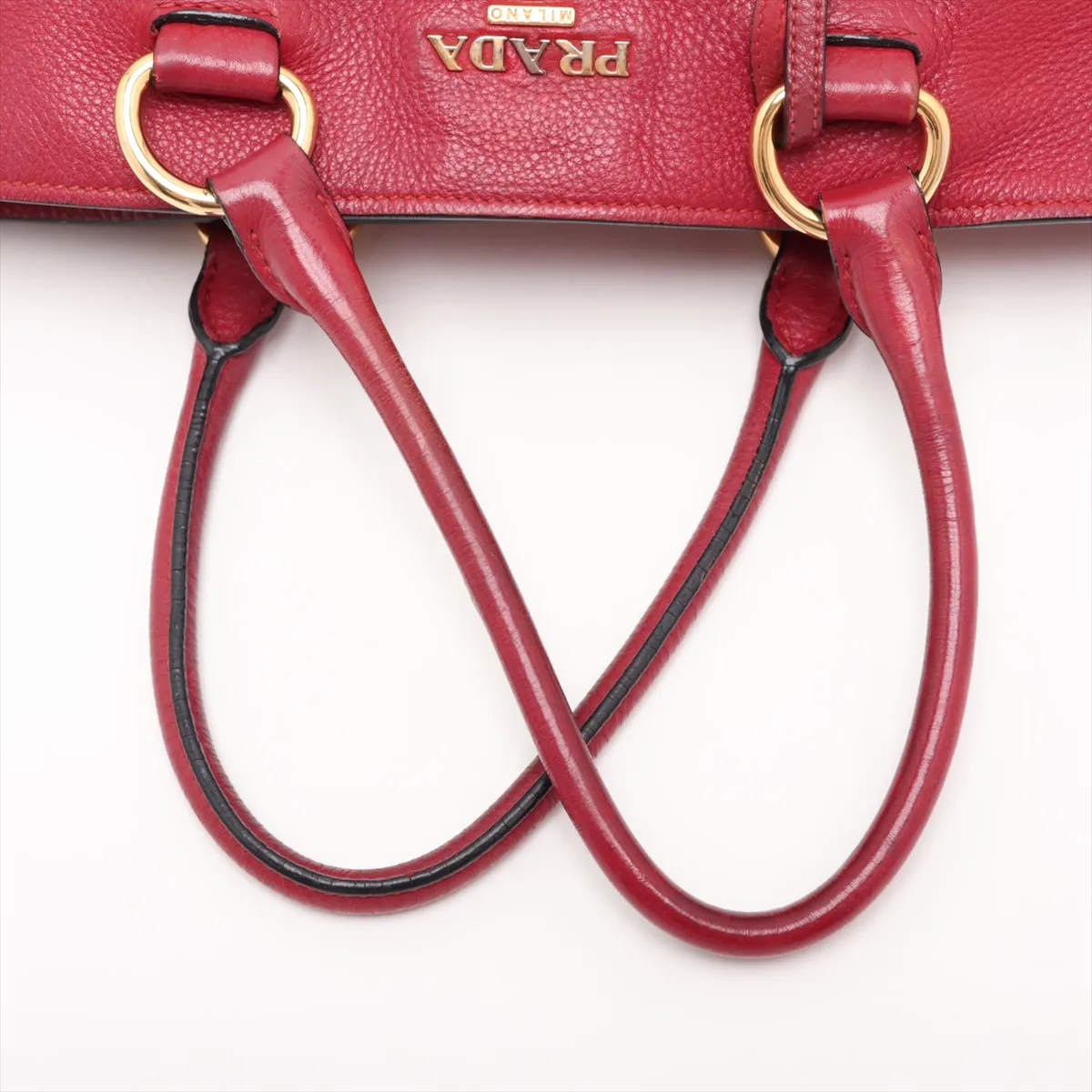 Vitello Leather 2-Way Tote Bag, Red — view 5