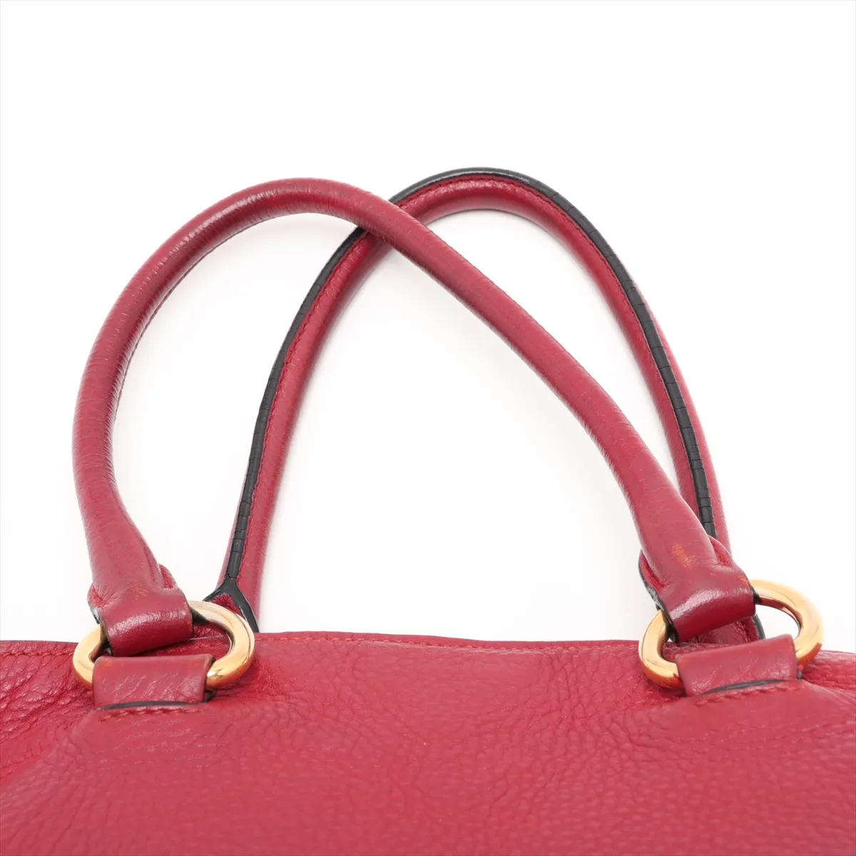 Vitello Leather 2-Way Tote Bag, Red — view 6