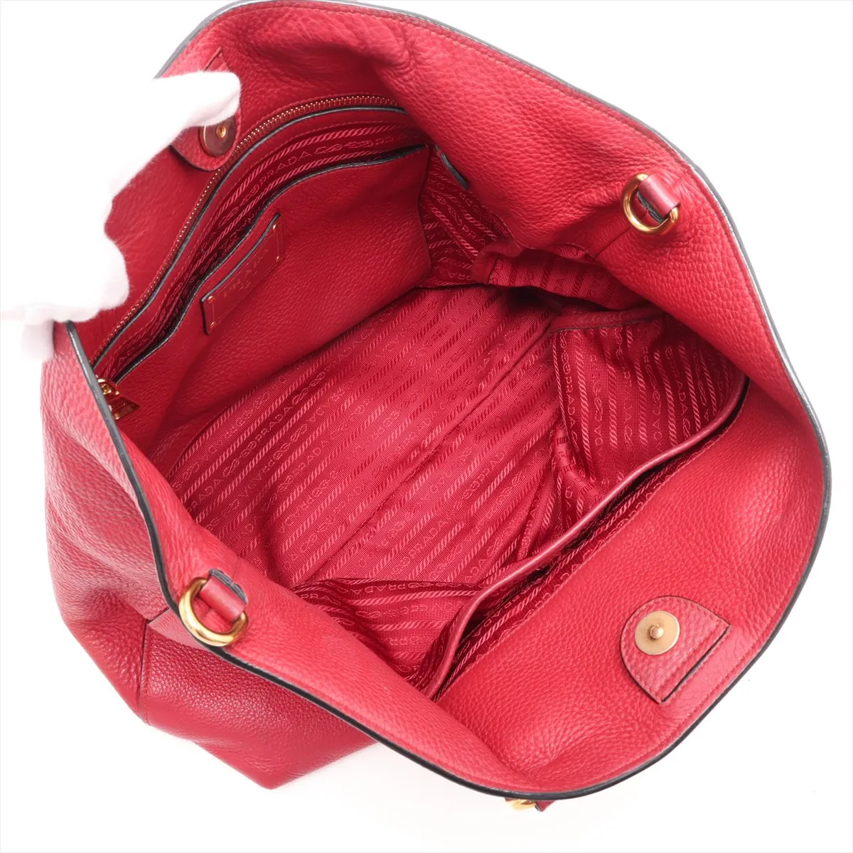 Vitello Leather 2-Way Tote Bag, Red — view 8