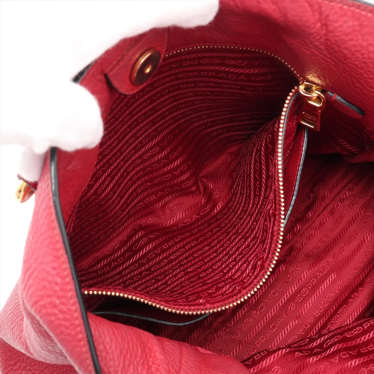Vitello Leather 2-Way Tote Bag, Red — view 9