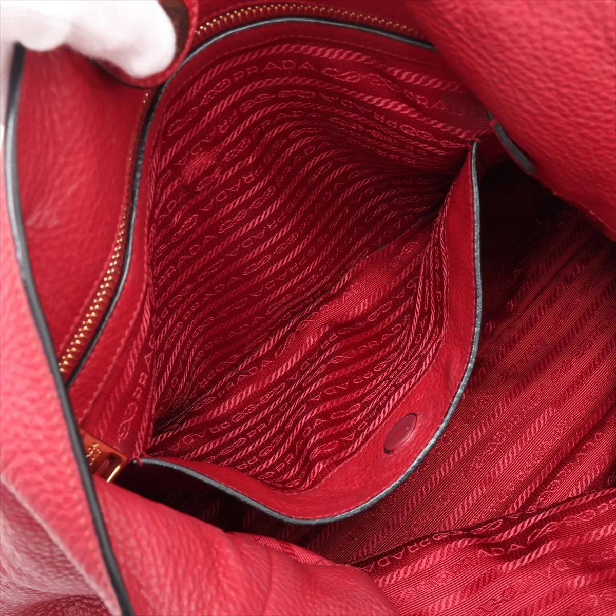 Vitello Leather 2-Way Tote Bag, Red — view 10