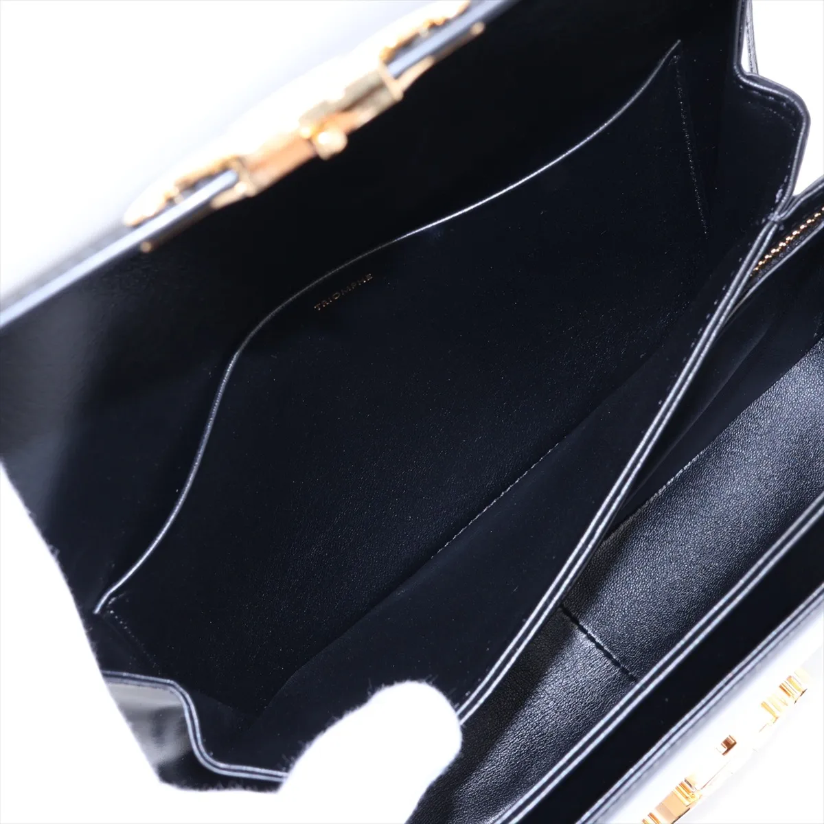 Triomphe Classic Leather Shoulder Bag, Black — view 8