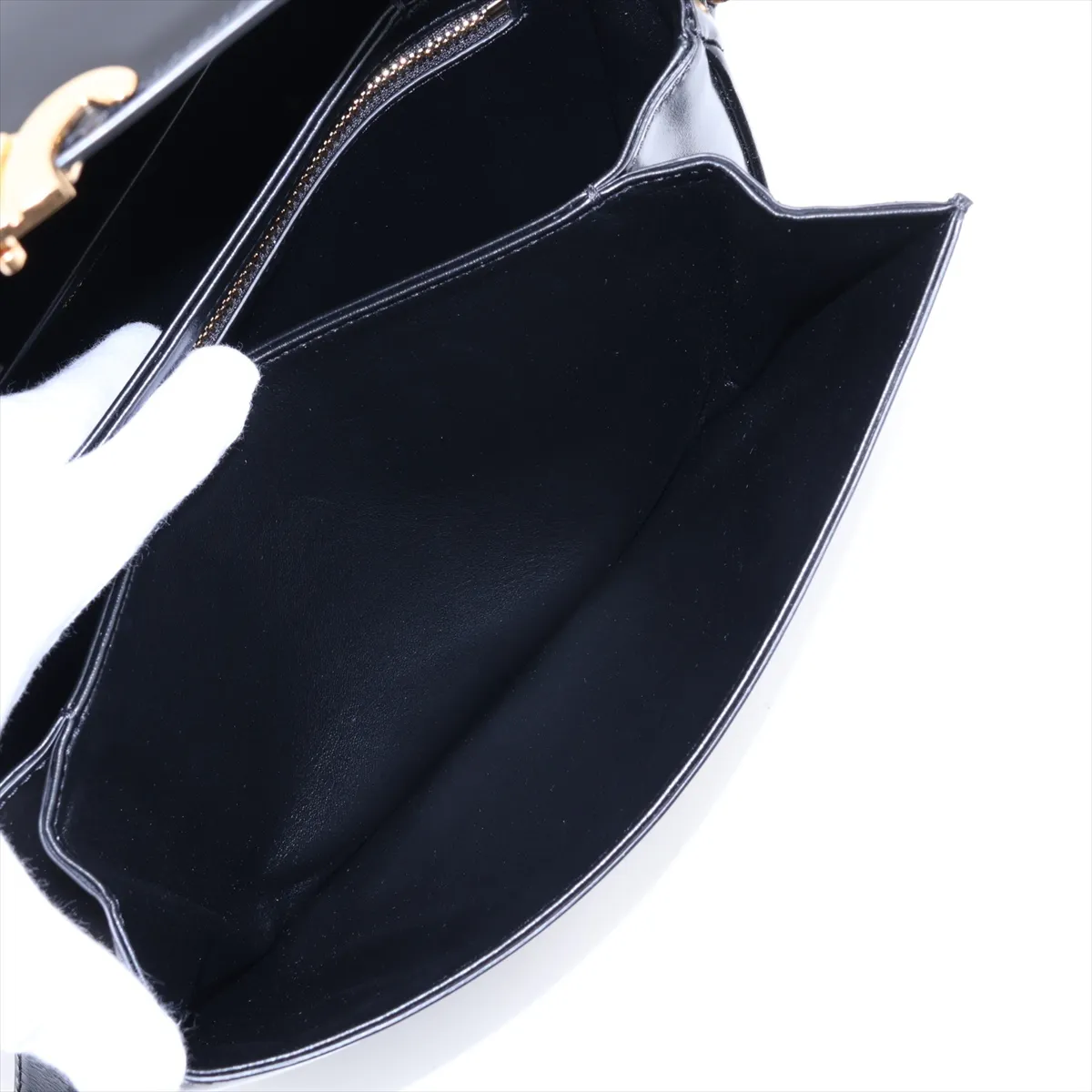 Triomphe Classic Leather Shoulder Bag, Black — view 9