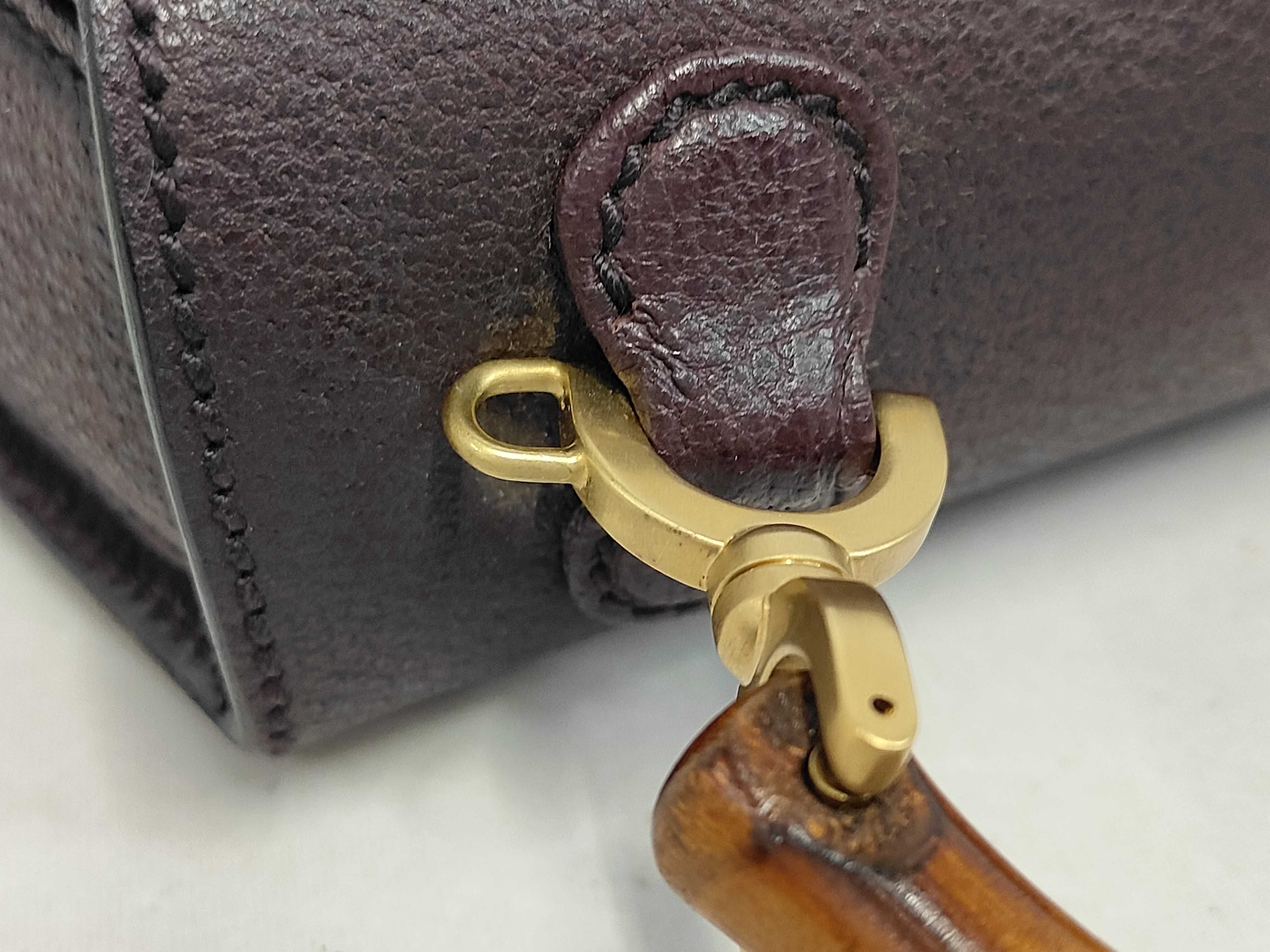 2-Way Handbag, Bamboo, Turnlock, Purple, Women's, 000 1014 0188, Vintage Handbag — view 6