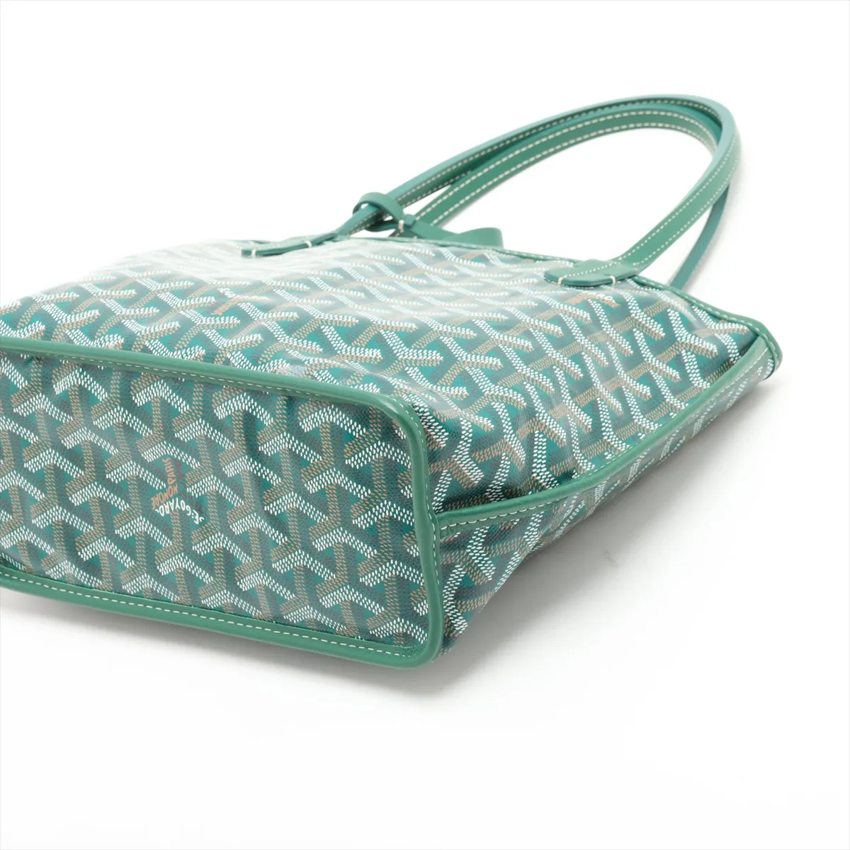 Ange Mini PVC x Leather Handbag, Green — view 3