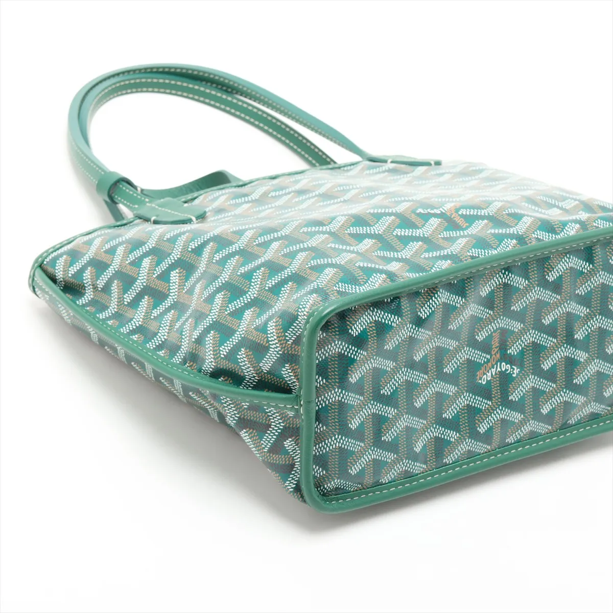 Ange Mini PVC x Leather Handbag, Green — view 4