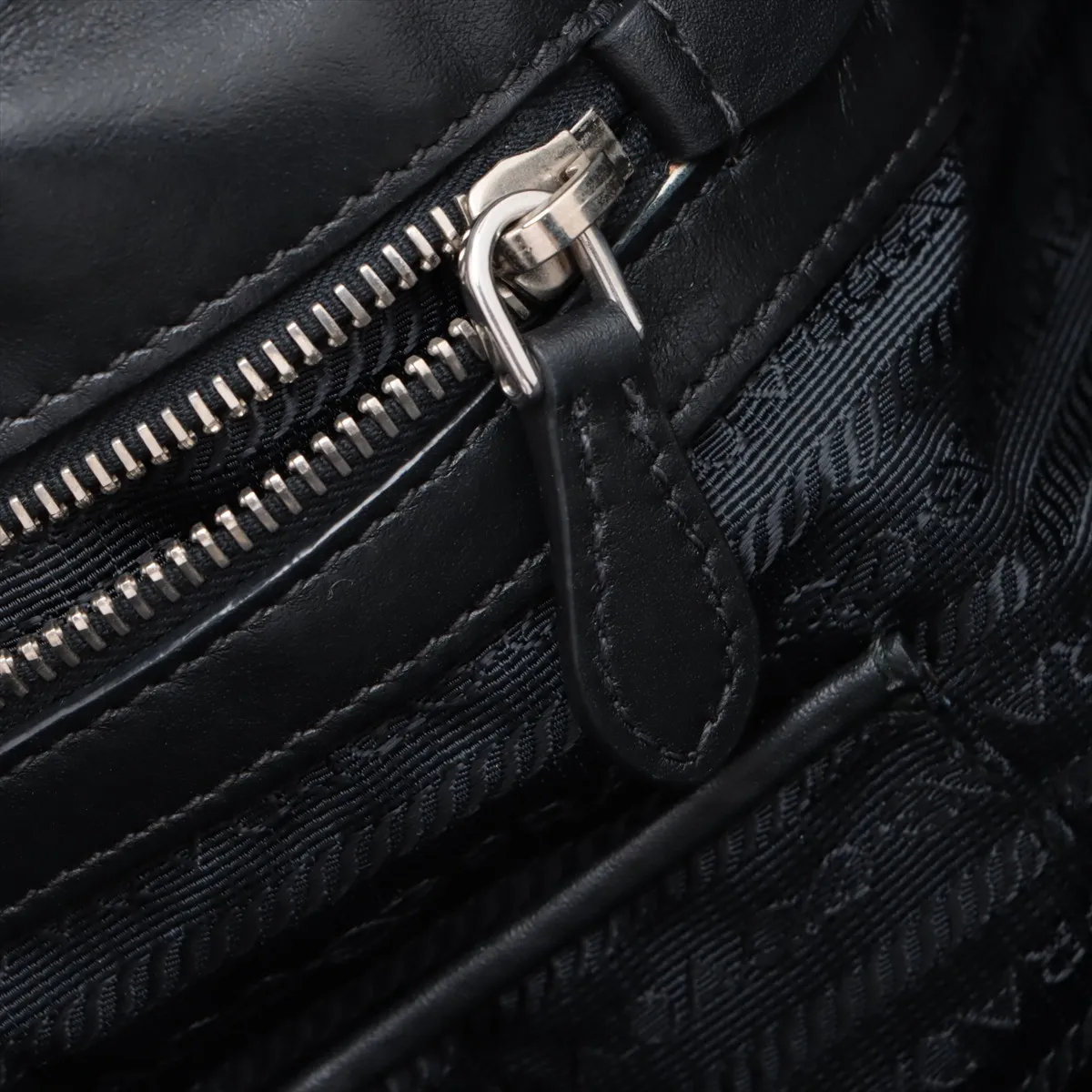 Tessuto Nylon x Leather 2WAY Handbag Black — view 12