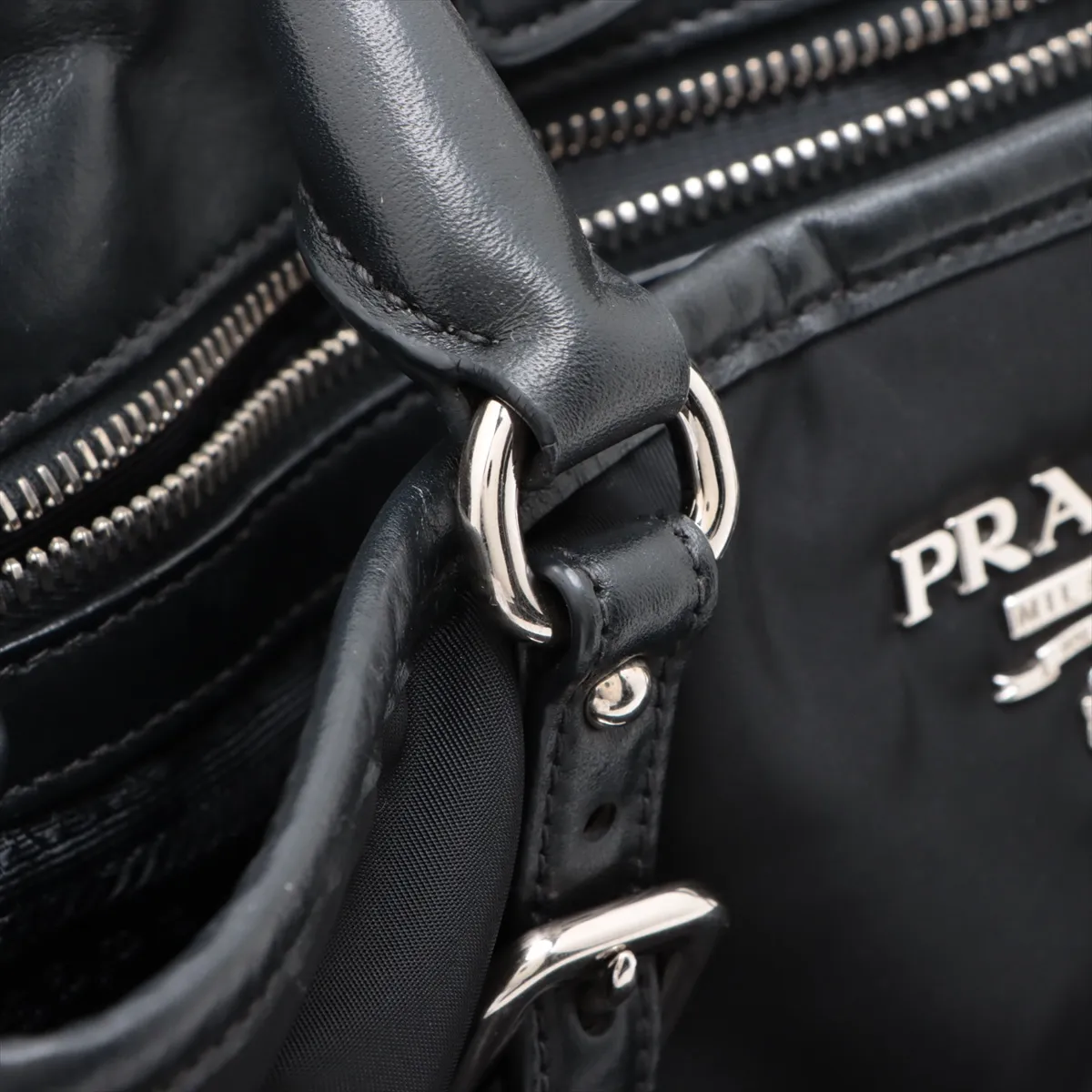Tessuto Nylon x Leather 2WAY Handbag Black — view 13