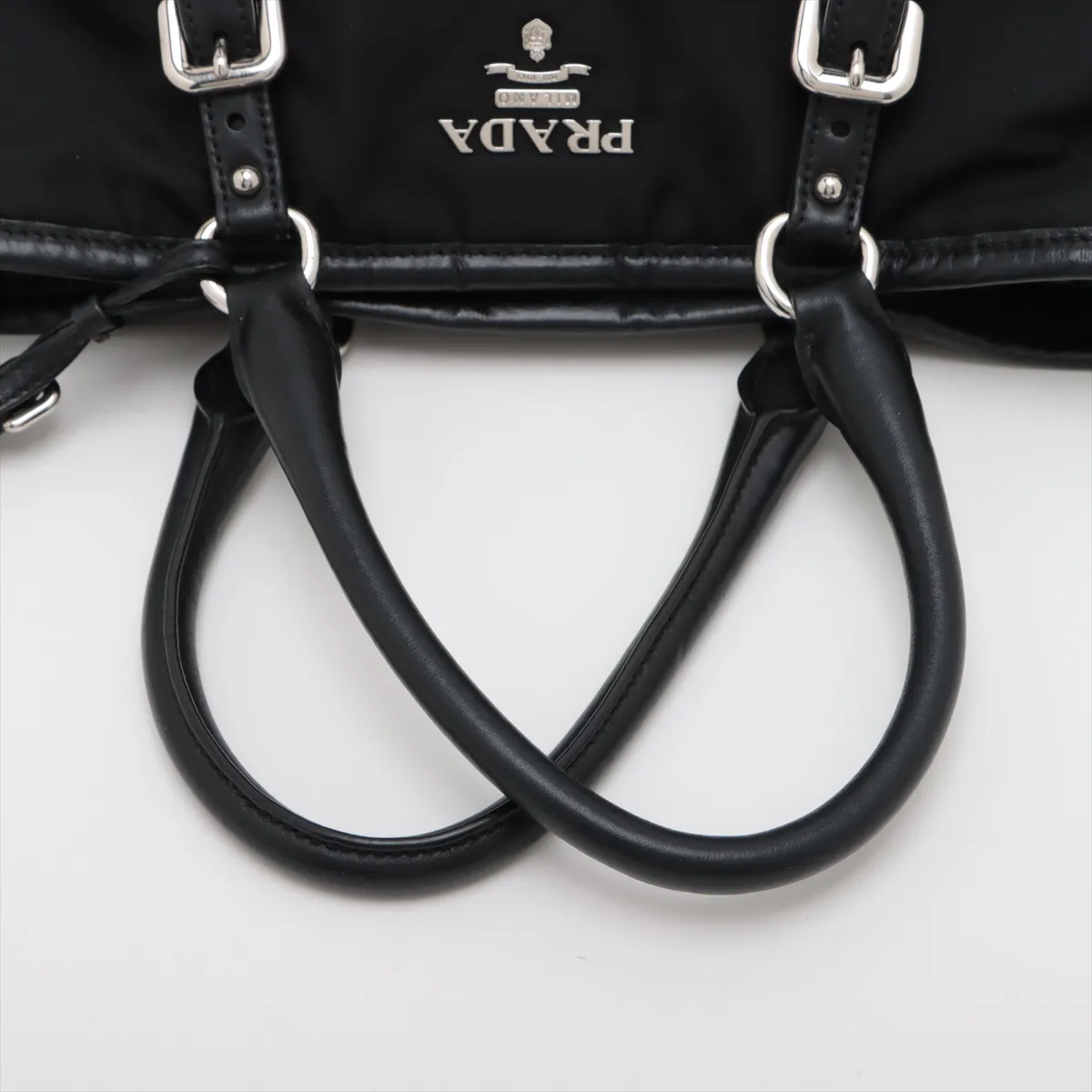 Tessuto Nylon x Leather 2WAY Handbag Black — view 5
