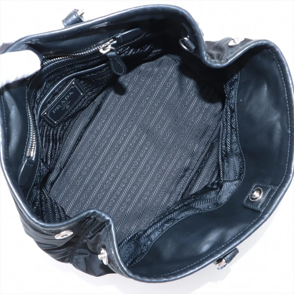 Tessuto Nylon x Leather 2WAY Handbag Black — view 8
