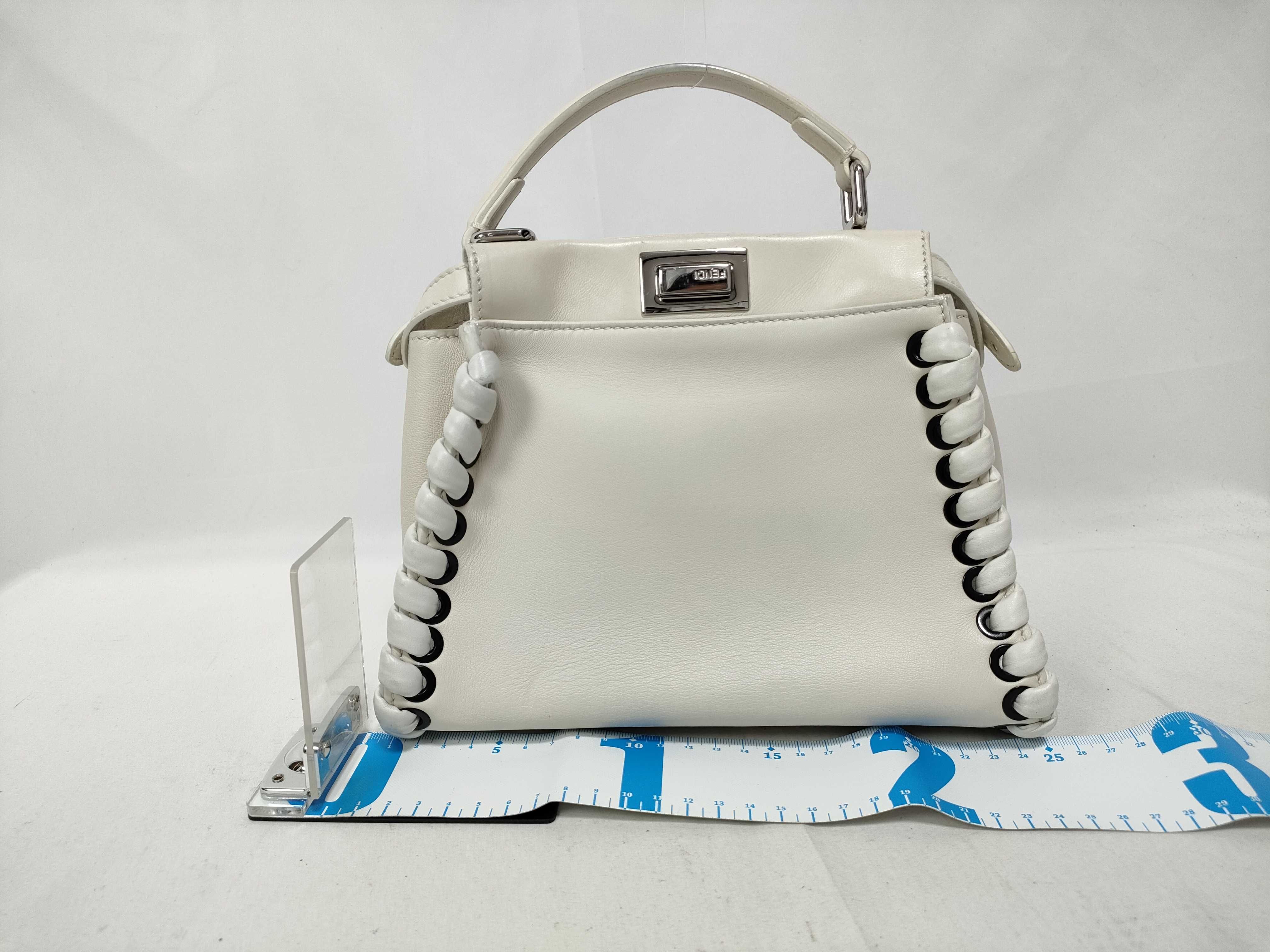 Peekaboo Mini 2-Way Shoulder Bag, White with Silver Hardware, Leather, 8BN244 (Handbag) — view 2