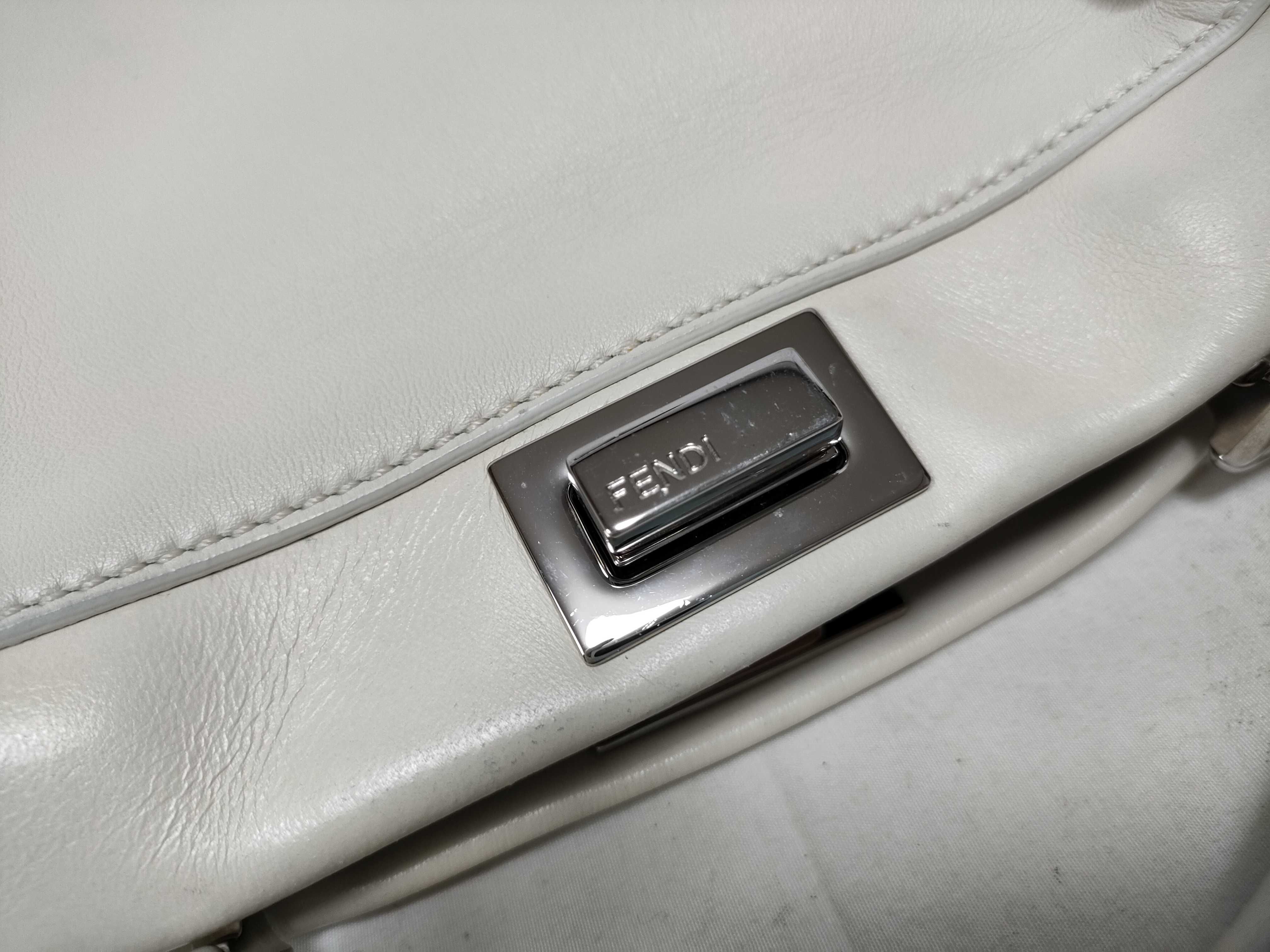 Peekaboo Mini 2-Way Shoulder Bag, White with Silver Hardware, Leather, 8BN244 (Handbag) — view 11