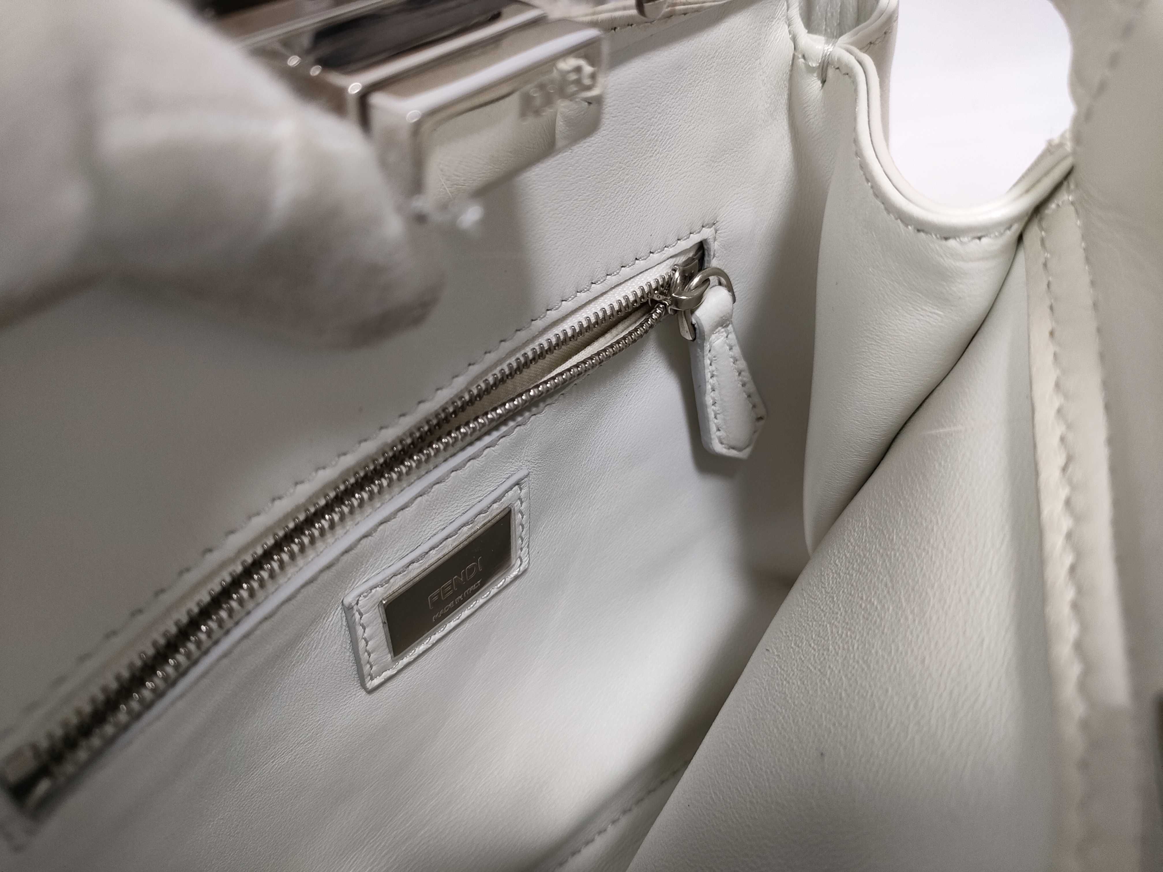 Peekaboo Mini 2-Way Shoulder Bag, White with Silver Hardware, Leather, 8BN244 (Handbag) — view 12