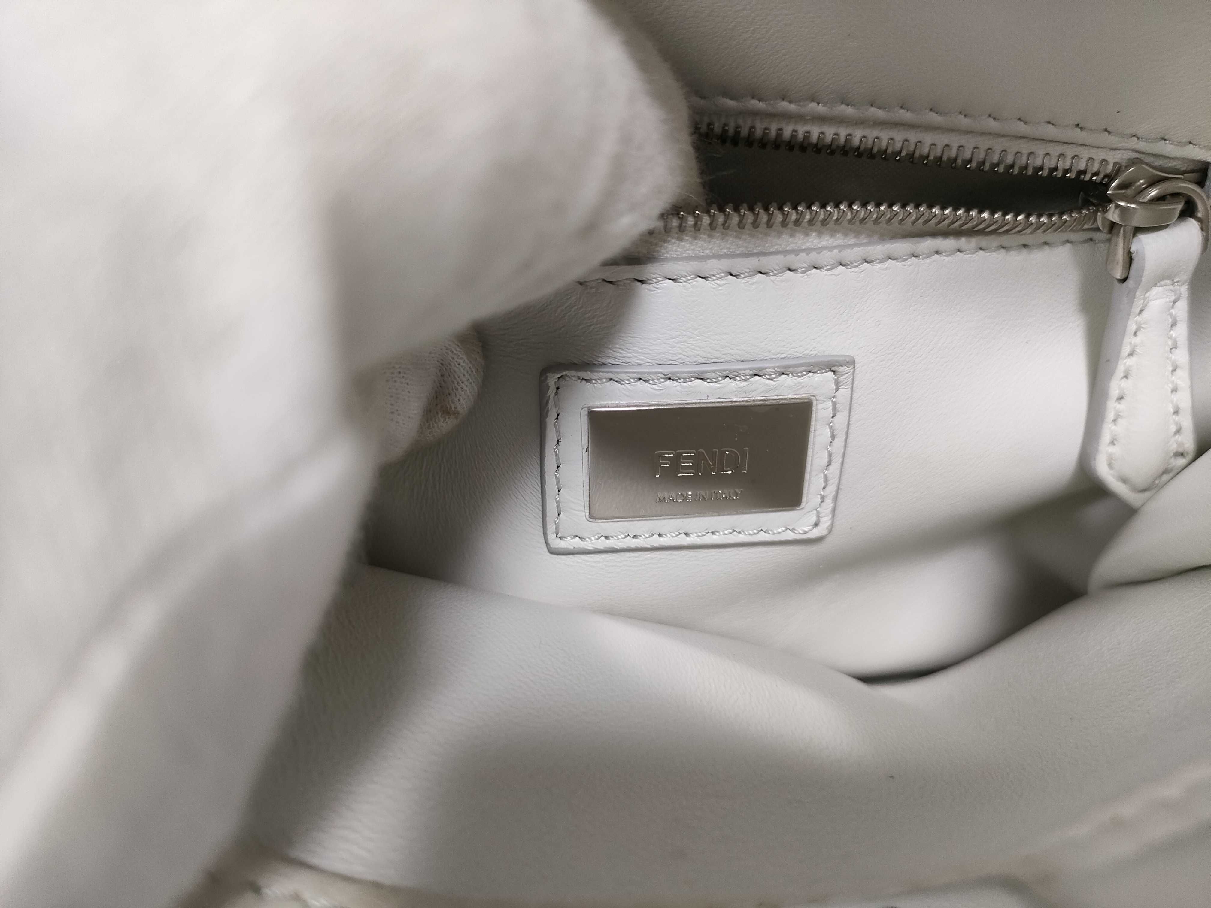 Peekaboo Mini 2-Way Shoulder Bag, White with Silver Hardware, Leather, 8BN244 (Handbag) — view 14