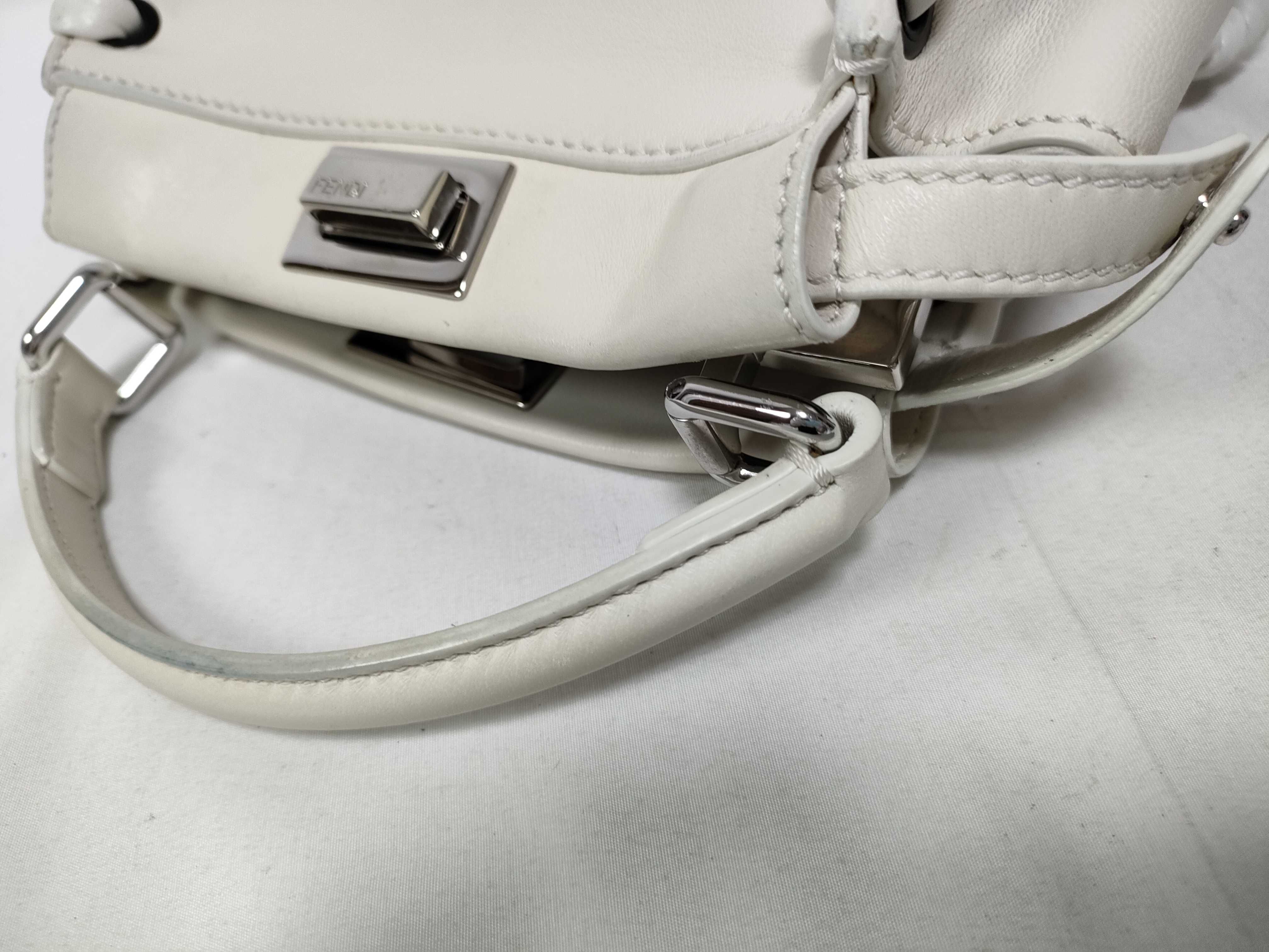 Peekaboo Mini 2-Way Shoulder Bag, White with Silver Hardware, Leather, 8BN244 (Handbag) — view 10