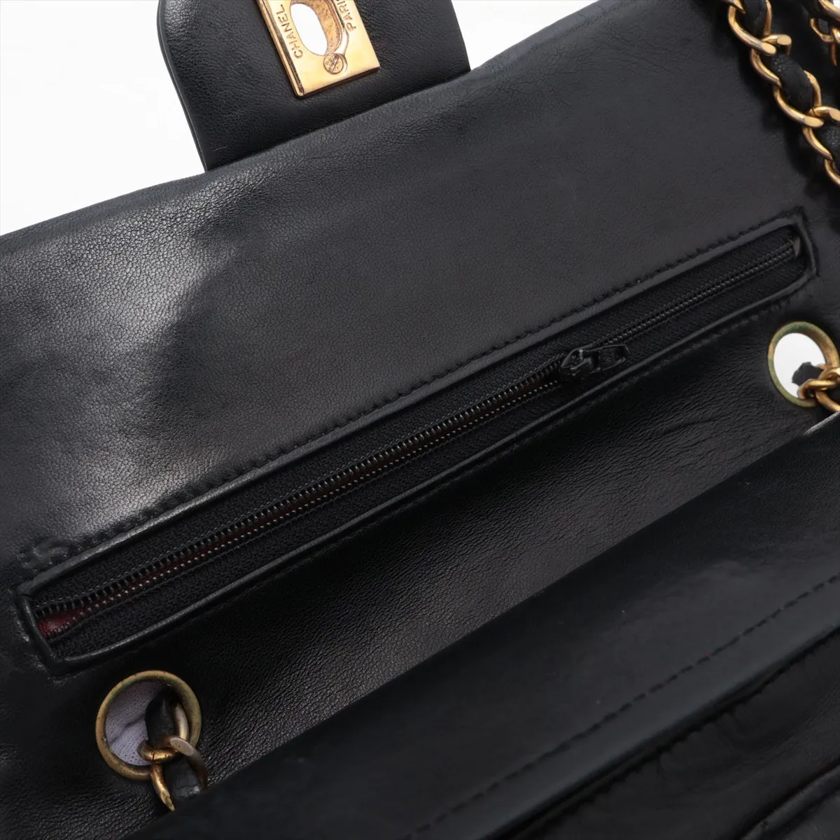 Matelasse 23 Small Lambskin Double Flap Double Chain Bag Black Gold Hardware 1432392 No. 1 A01113 — view 13