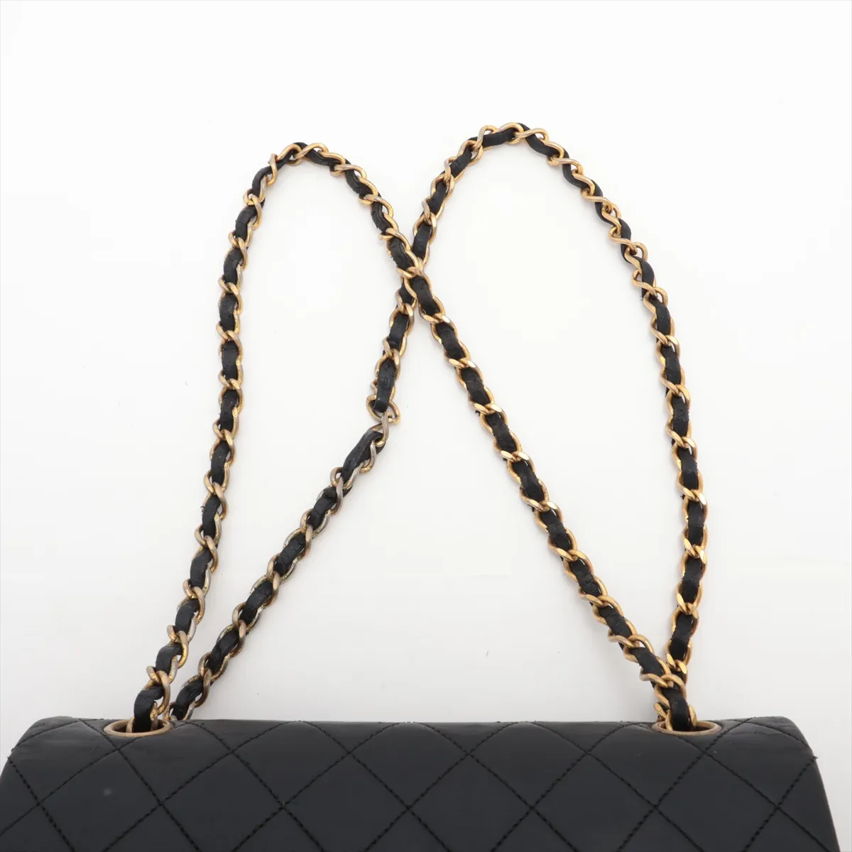Matelasse 23 Small Lambskin Double Flap Double Chain Bag Black Gold Hardware 1432392 No. 1 A01113 — view 6