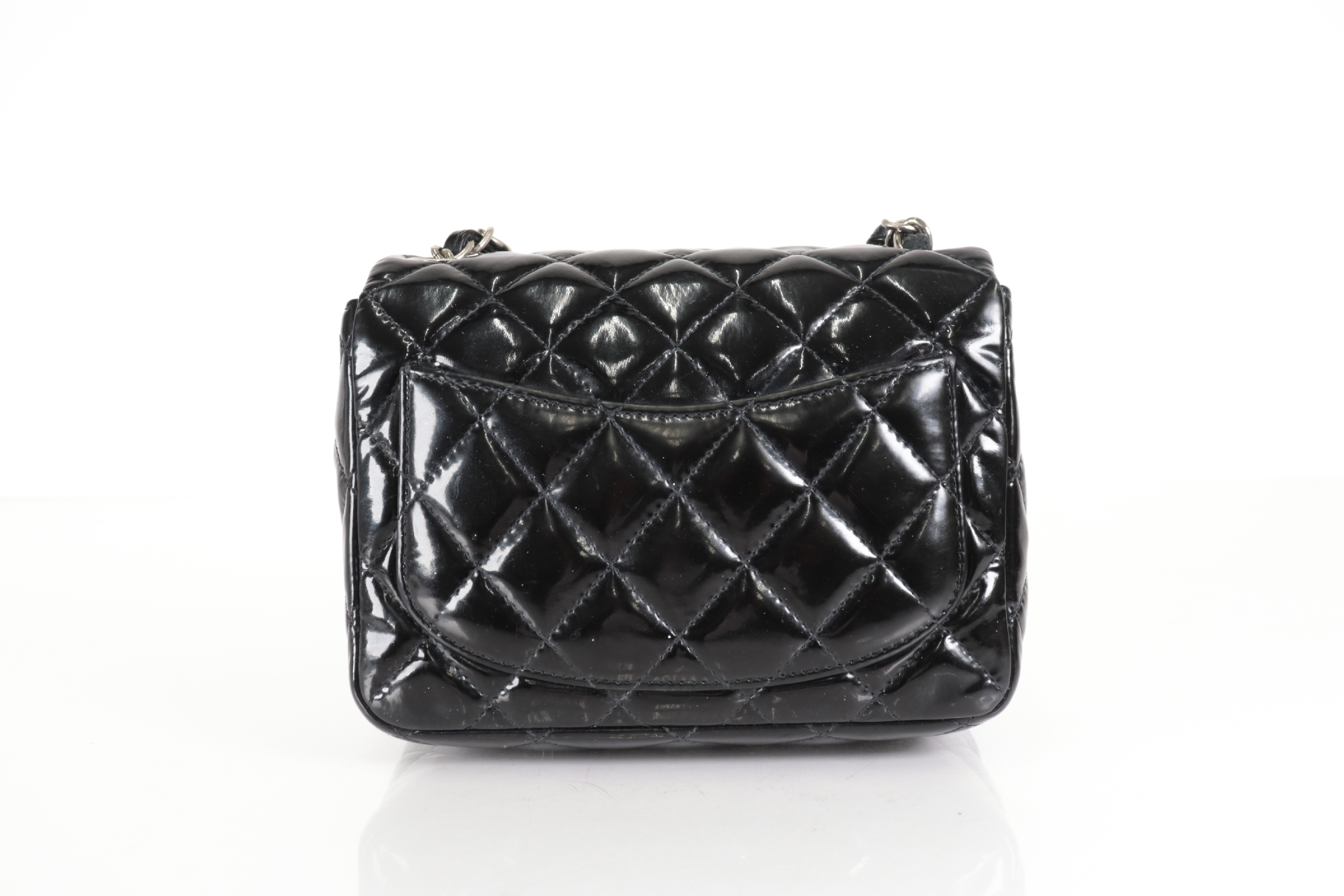 Mini Mat Patent Leather Chain Shoulder Bag with Silver Hardware, Serial Number 19 — view 2