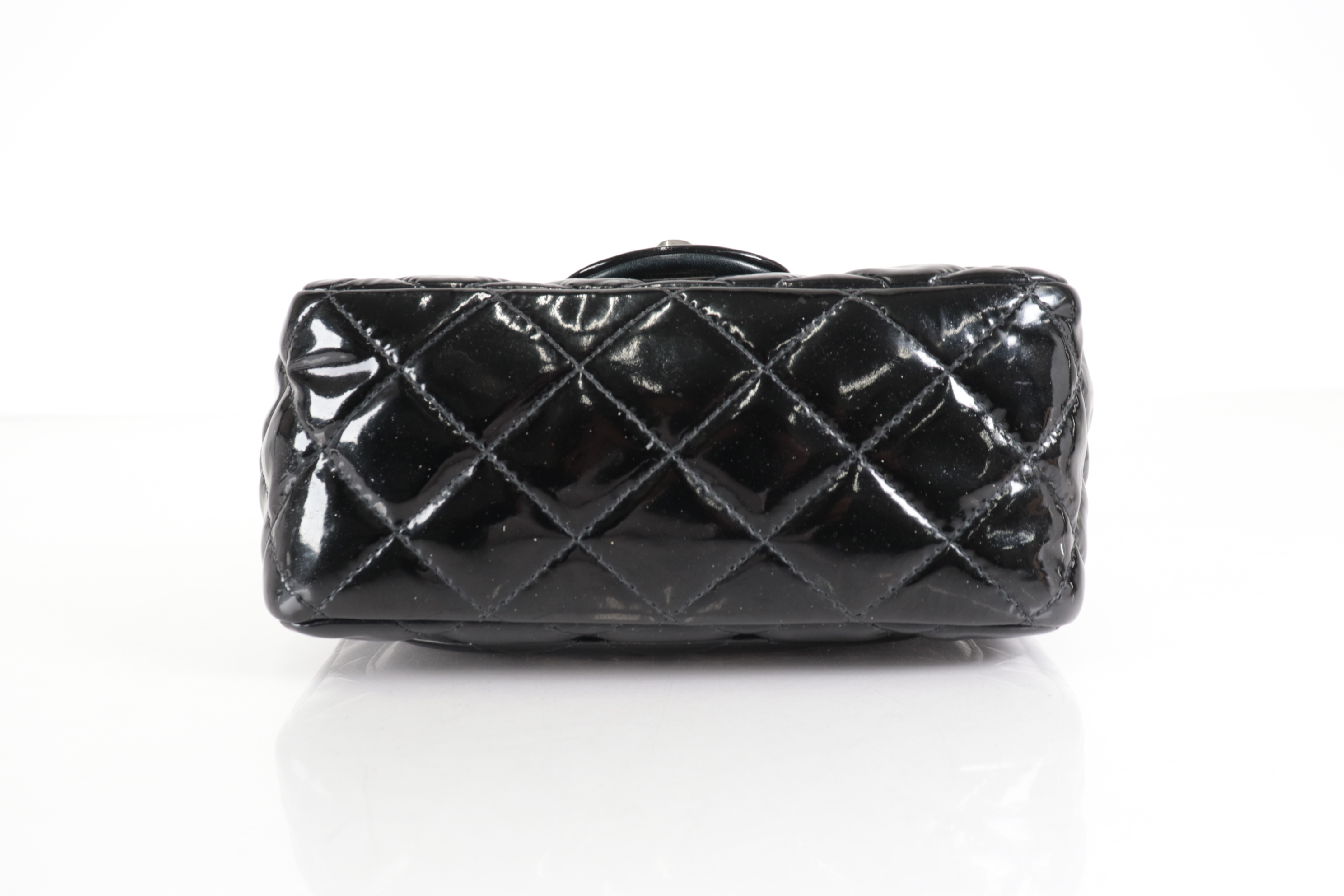 Mini Mat Patent Leather Chain Shoulder Bag with Silver Hardware, Serial Number 19 — view 6