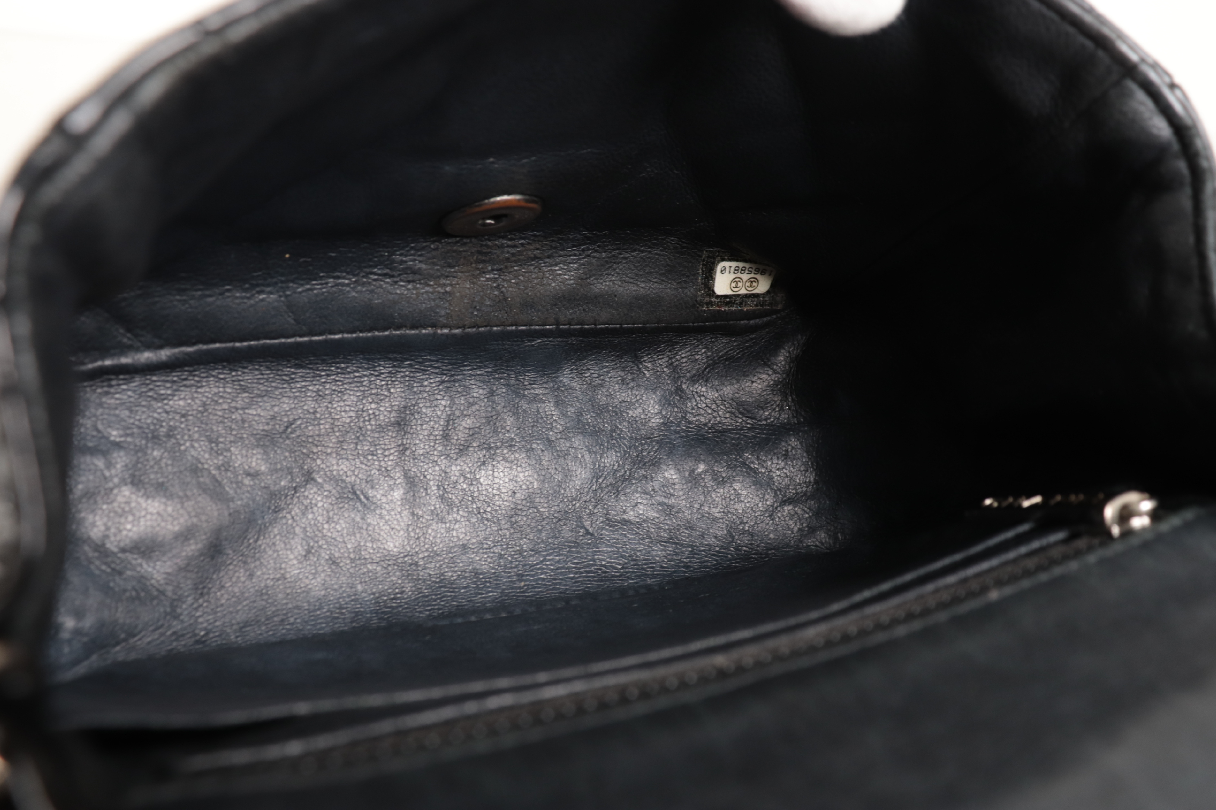Mini Mat Patent Leather Chain Shoulder Bag with Silver Hardware, Serial Number 19 — view 8